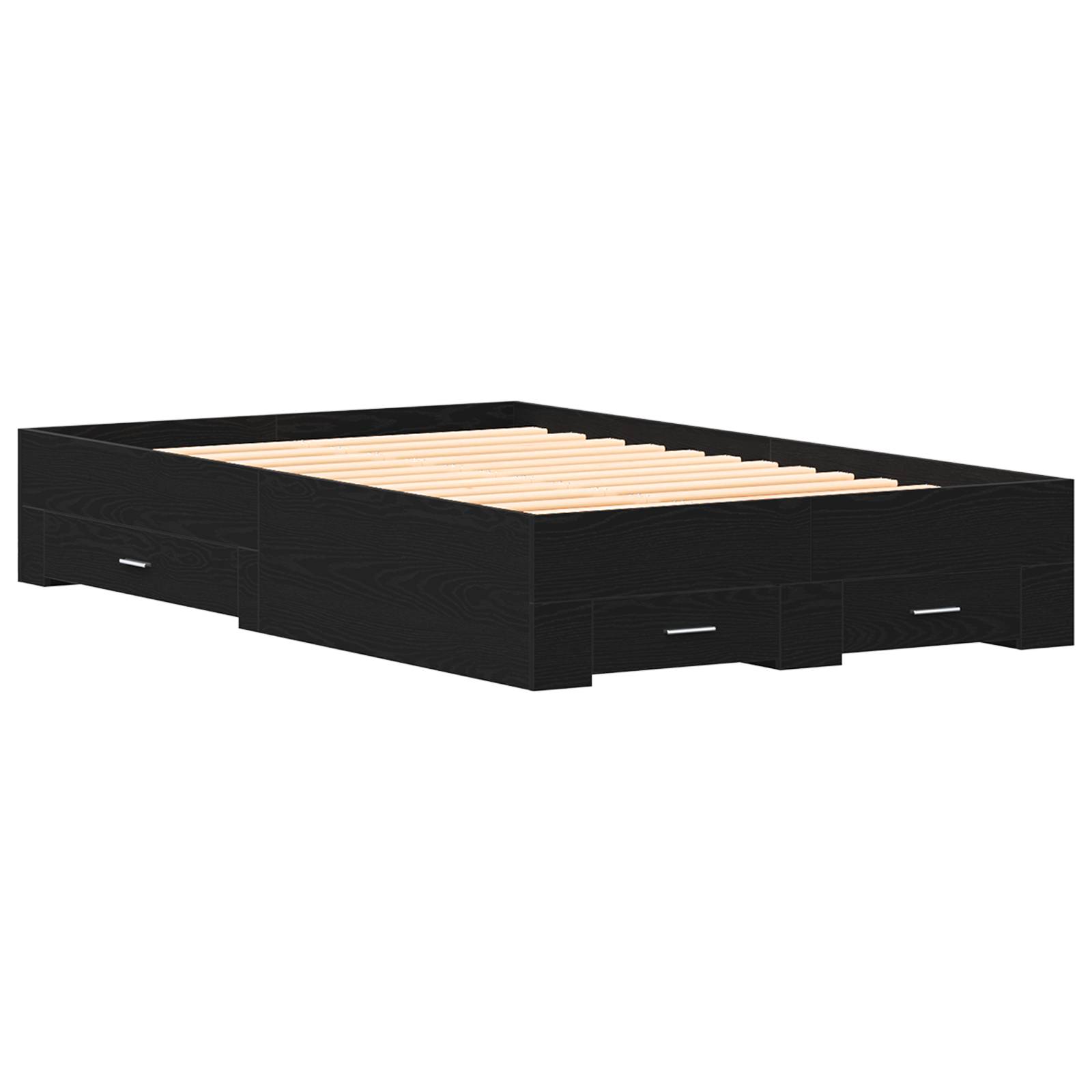 vidaXL Bett mit Schubladen Schwarz Eiche 120x190 cm Holzwerkstoff