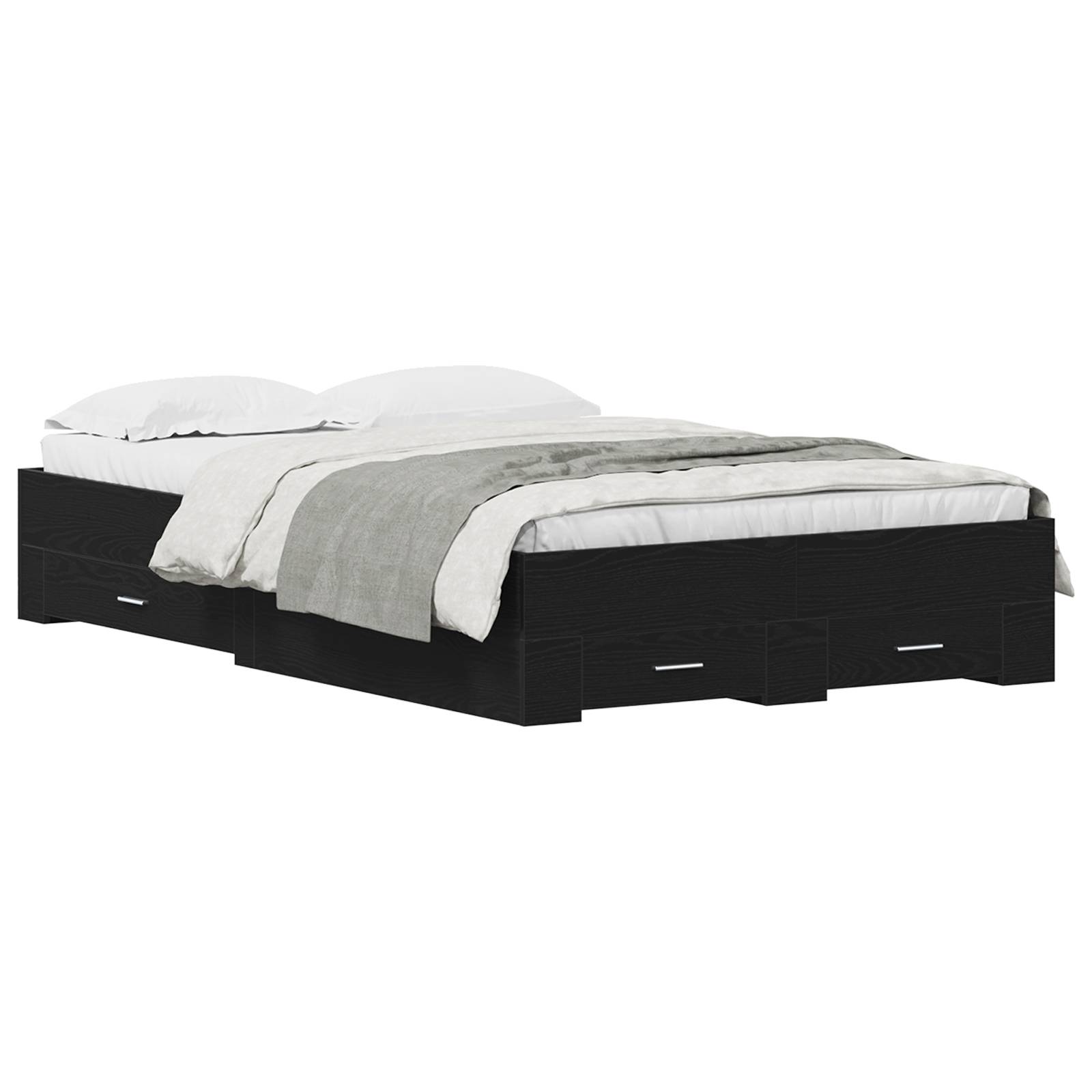 vidaXL Bett mit Schubladen Schwarz Eiche 120x190 cm Holzwerkstoff