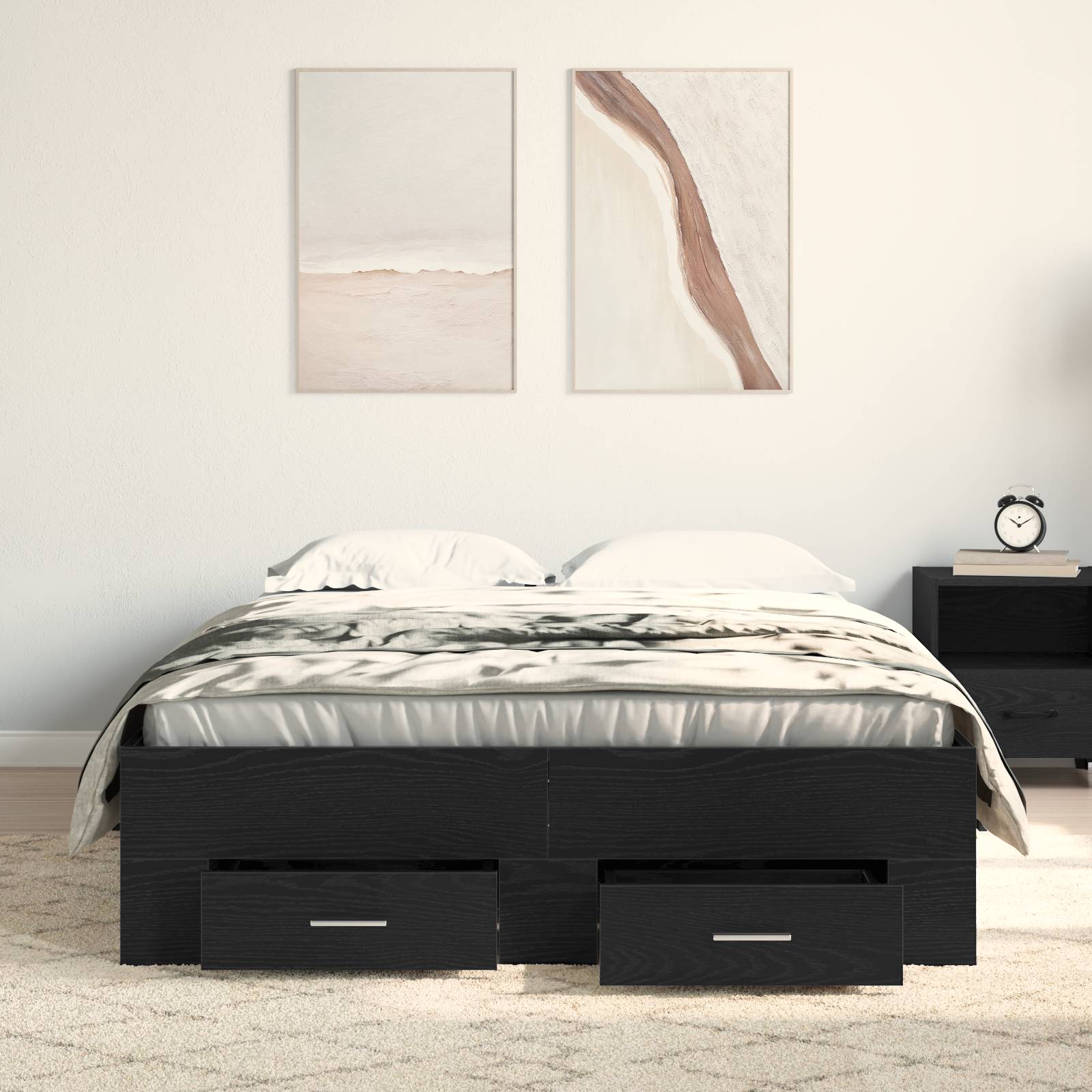 vidaXL Bett mit Schubladen Schwarz Eiche 120x190 cm Holzwerkstoff