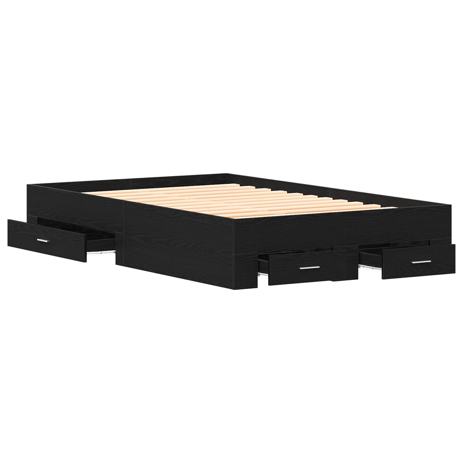 vidaXL Bett mit Schubladen Schwarz Eiche 120x190 cm Holzwerkstoff