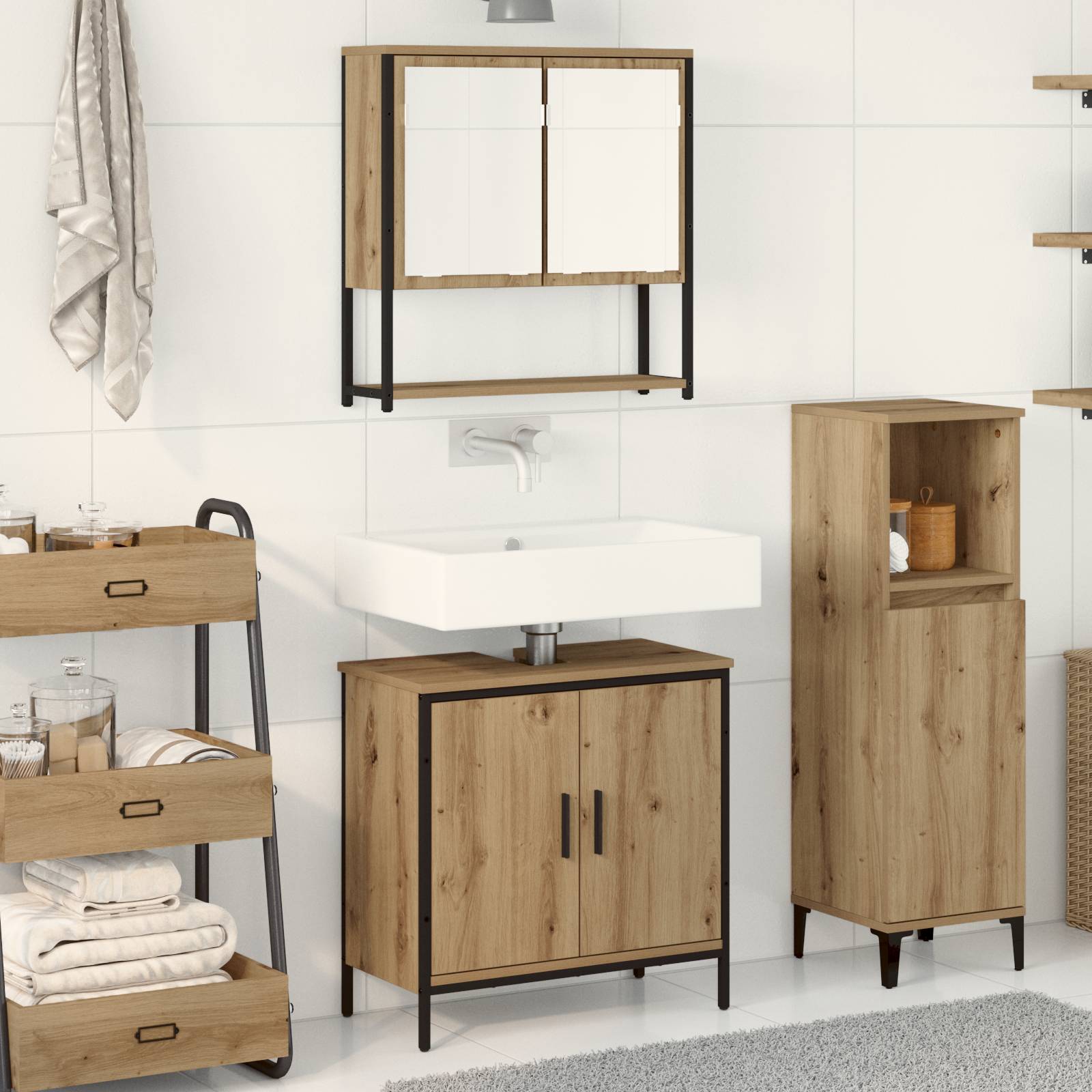 vidaXL 2-tlg. Badmöbel-Set Artisan Eiche Holzwerkstoff
