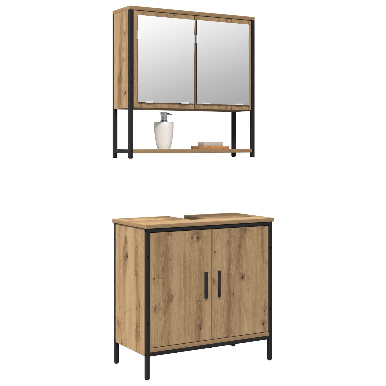 vidaXL 2-tlg. Badmöbel-Set Artisan Eiche Holzwerkstoff