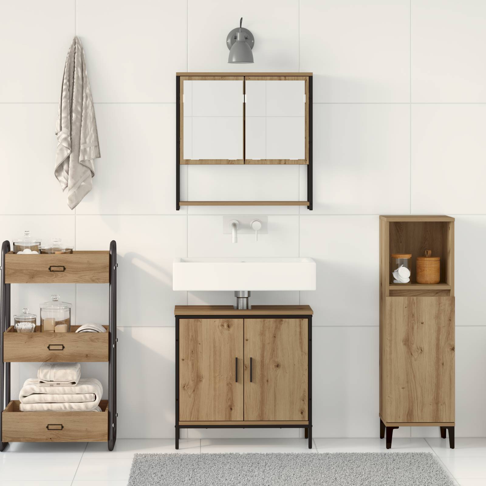 vidaXL 2-tlg. Badmöbel-Set Artisan Eiche Holzwerkstoff
