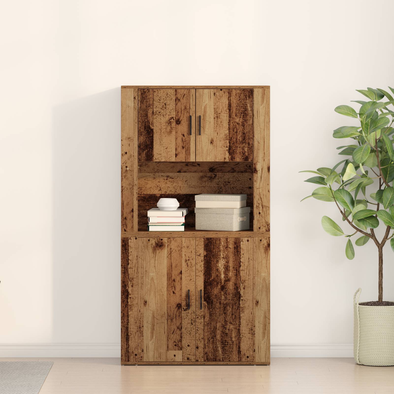 vidaXL Highboard Alteiche 80x33x150 cm Aus Engineered Wood