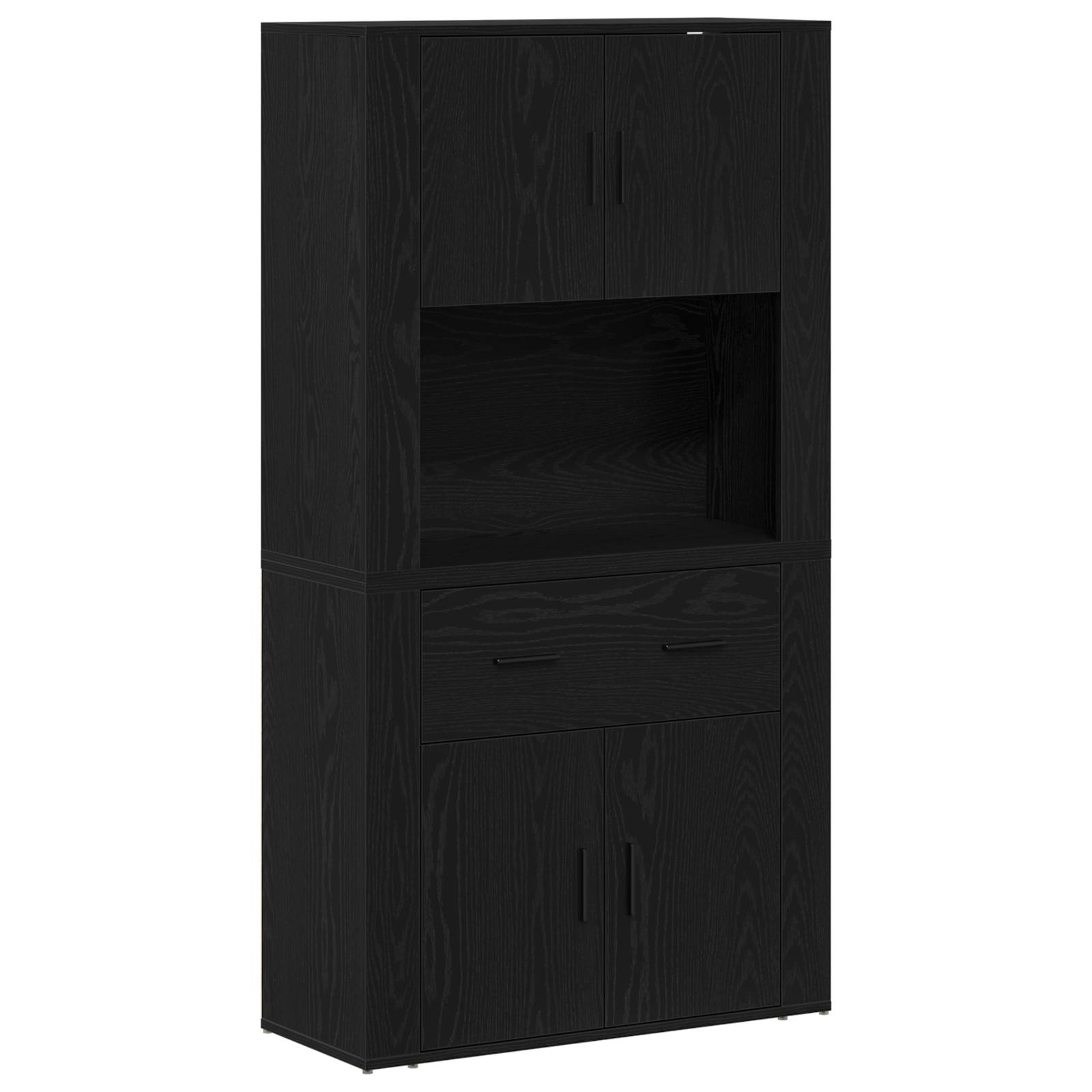 vidaXL Highboard Schwarze Eiche 80x33x150 cm Holzwerkstoff