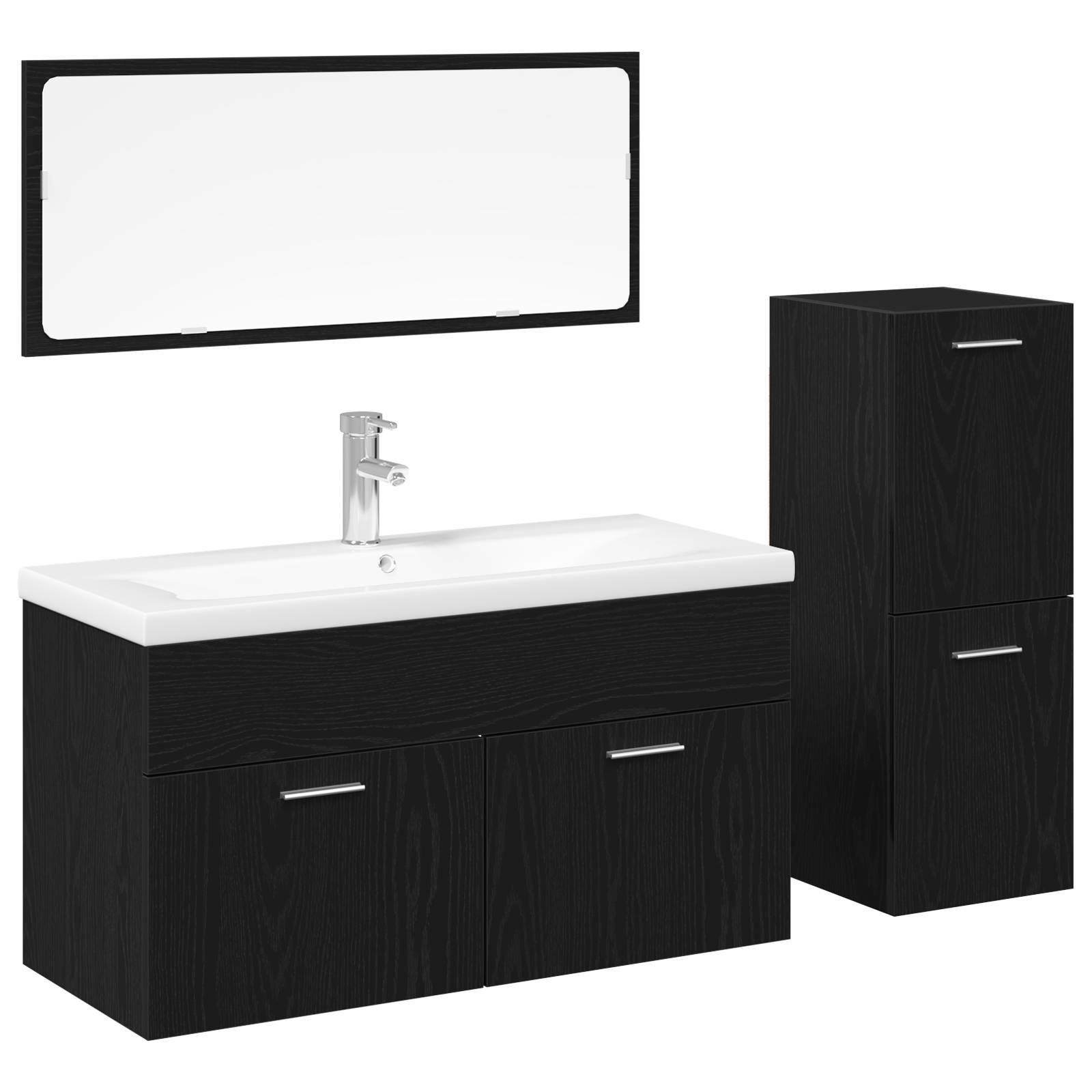 vidaXL 4-tlg. Badmöbel-Set Schwarz Eiche Holzwerkstoff
