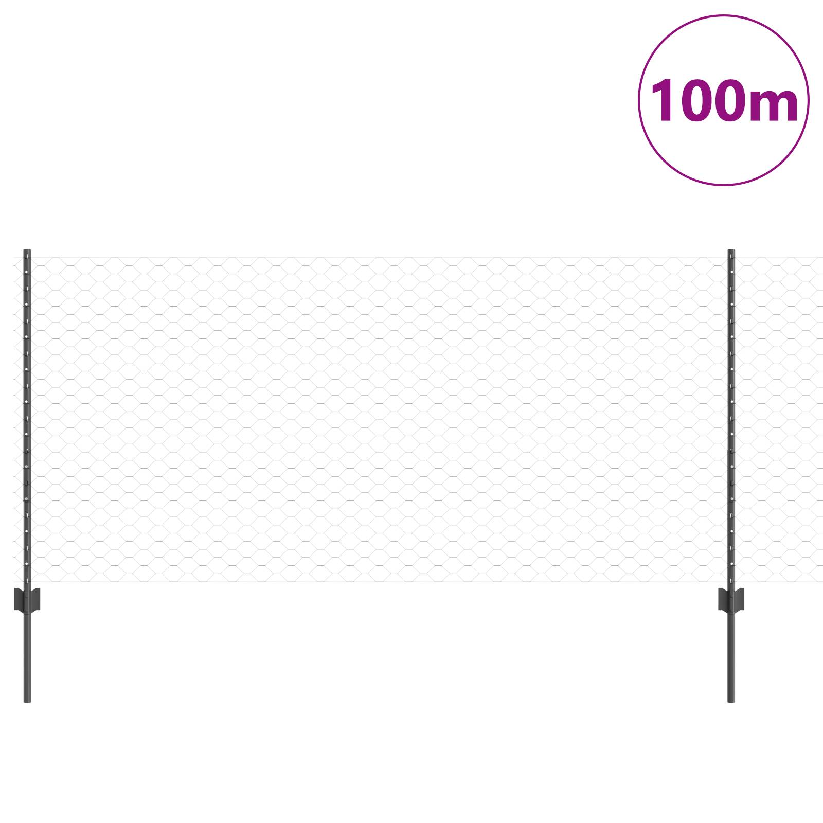 vidaXL Zaunpfosten 22 Stück U-Kanal Grau 100 cm Stahl