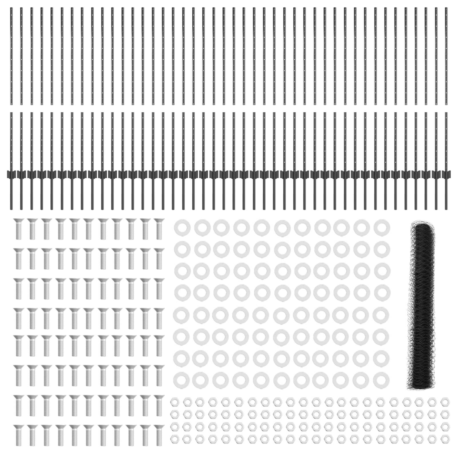 vidaXL Zaunpfosten 22 Stück U-Kanal Grau 120 cm Stahl