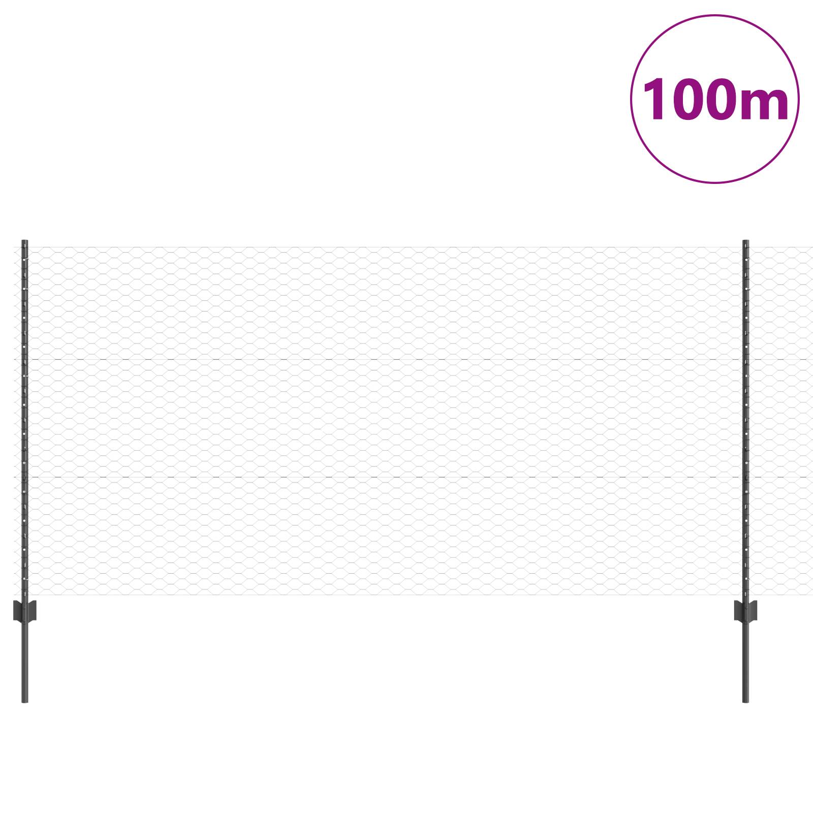 vidaXL Zaunpfosten 22 Stück U-Kanal Grau 120 cm Stahl