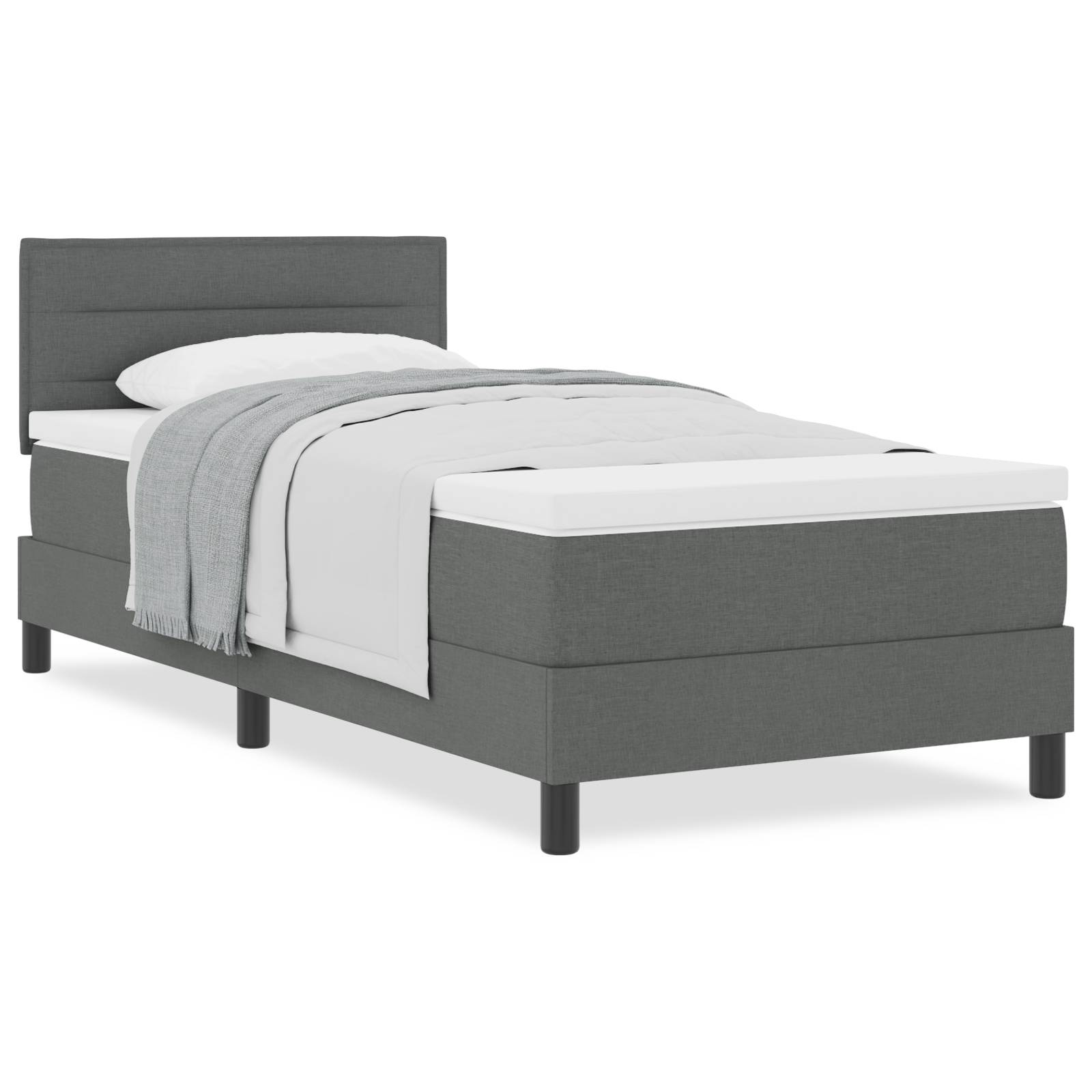 vidaXL Boxspringbett mit Matratze Dunkelgrau 80x200 cm Stoff