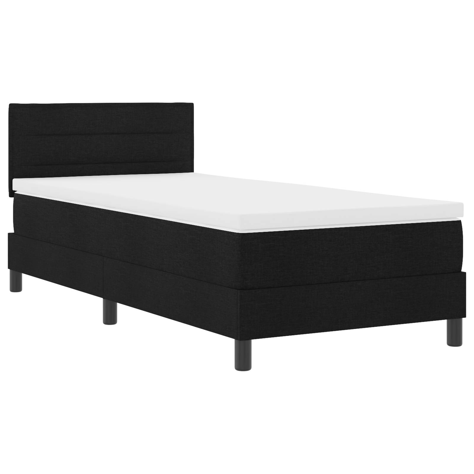 vidaXL LED Boxspringbett mit Matratze Schwarz 90x200 cm Stoff