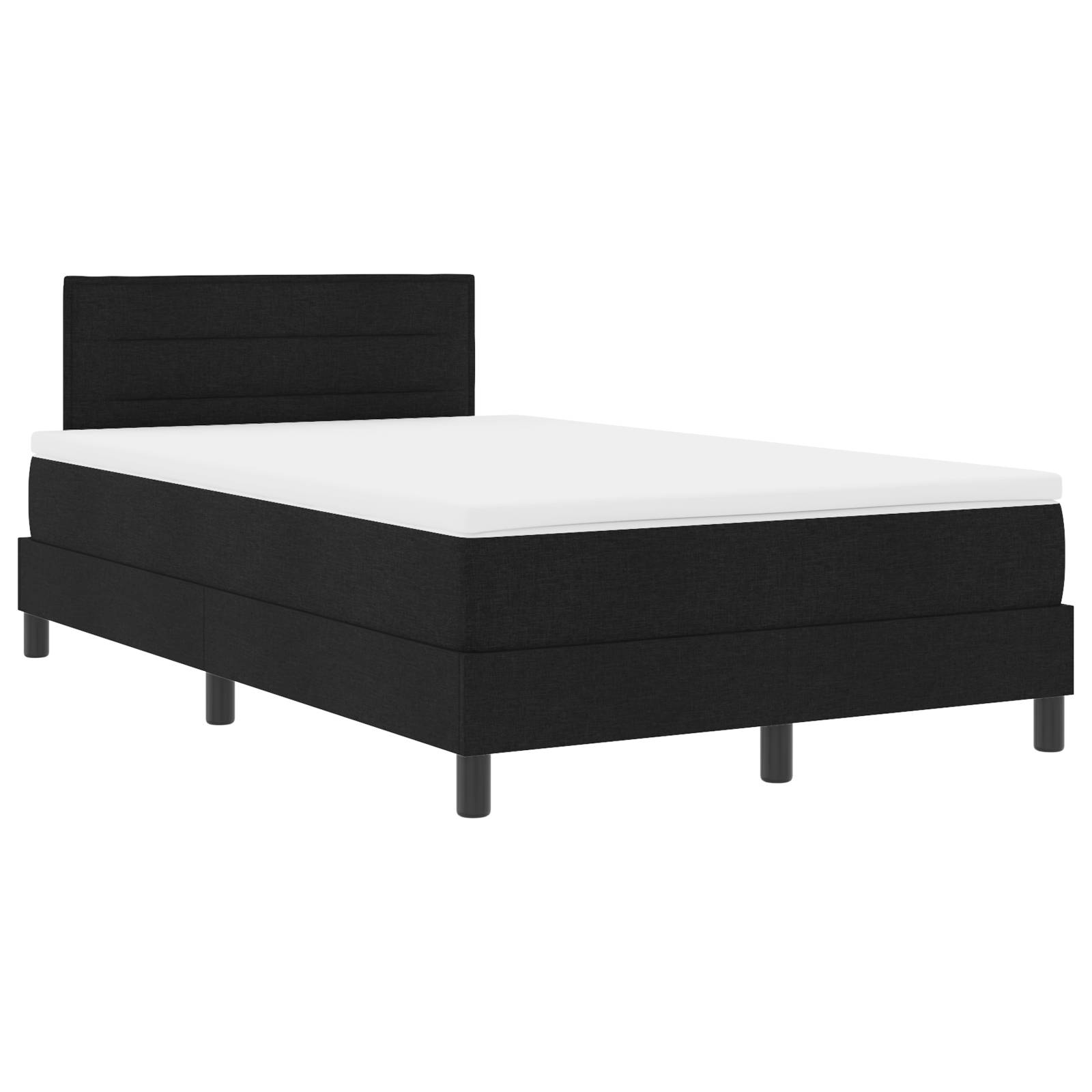 vidaXL Boxspringbett mit Matratze Schwarz 120x200 cm Stoff