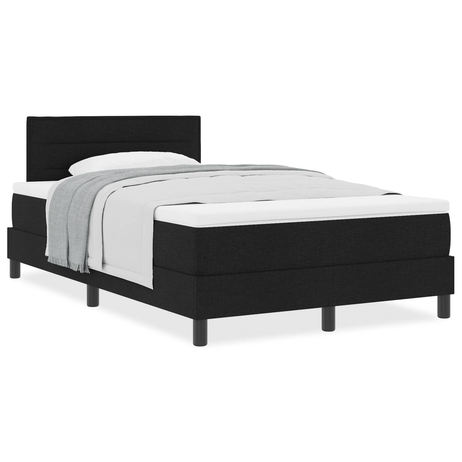vidaXL Boxspringbett mit Matratze Schwarz 120x200 cm Stoff
