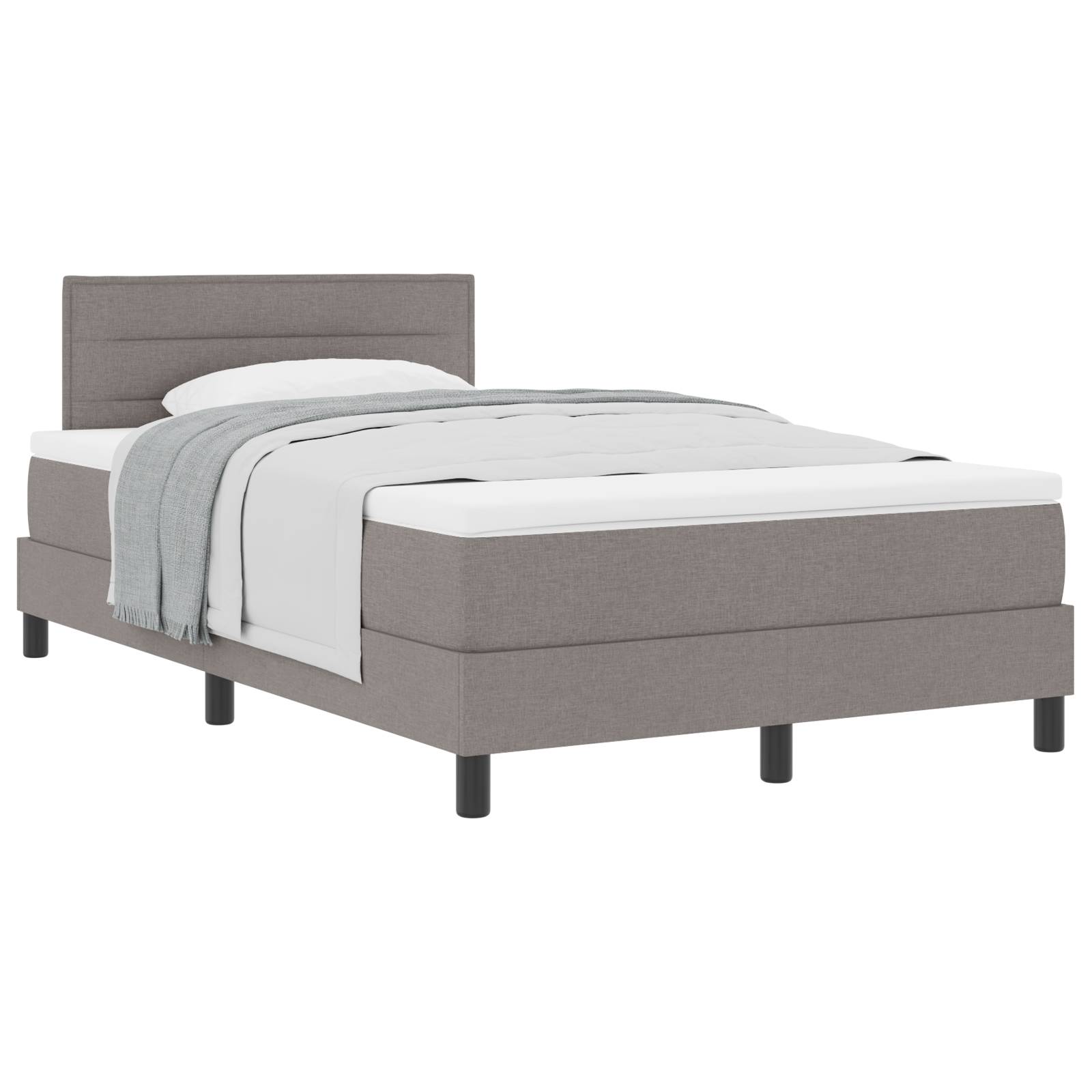 vidaXL Boxspringbett mit Matratze Taupe 120x200 cm Stoff