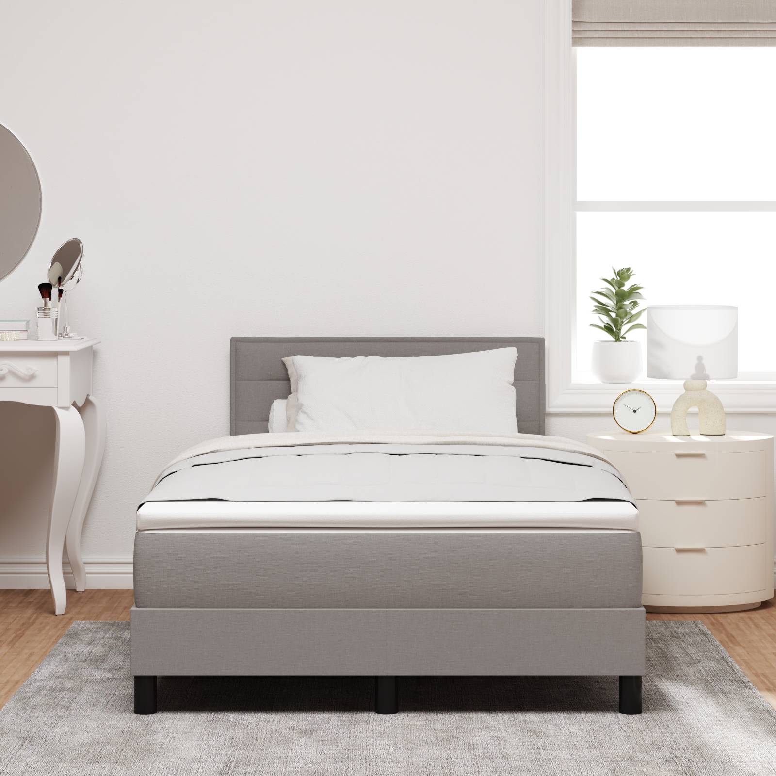 vidaXL Boxspringbett mit Matratze Taupe 120x200 cm Stoff