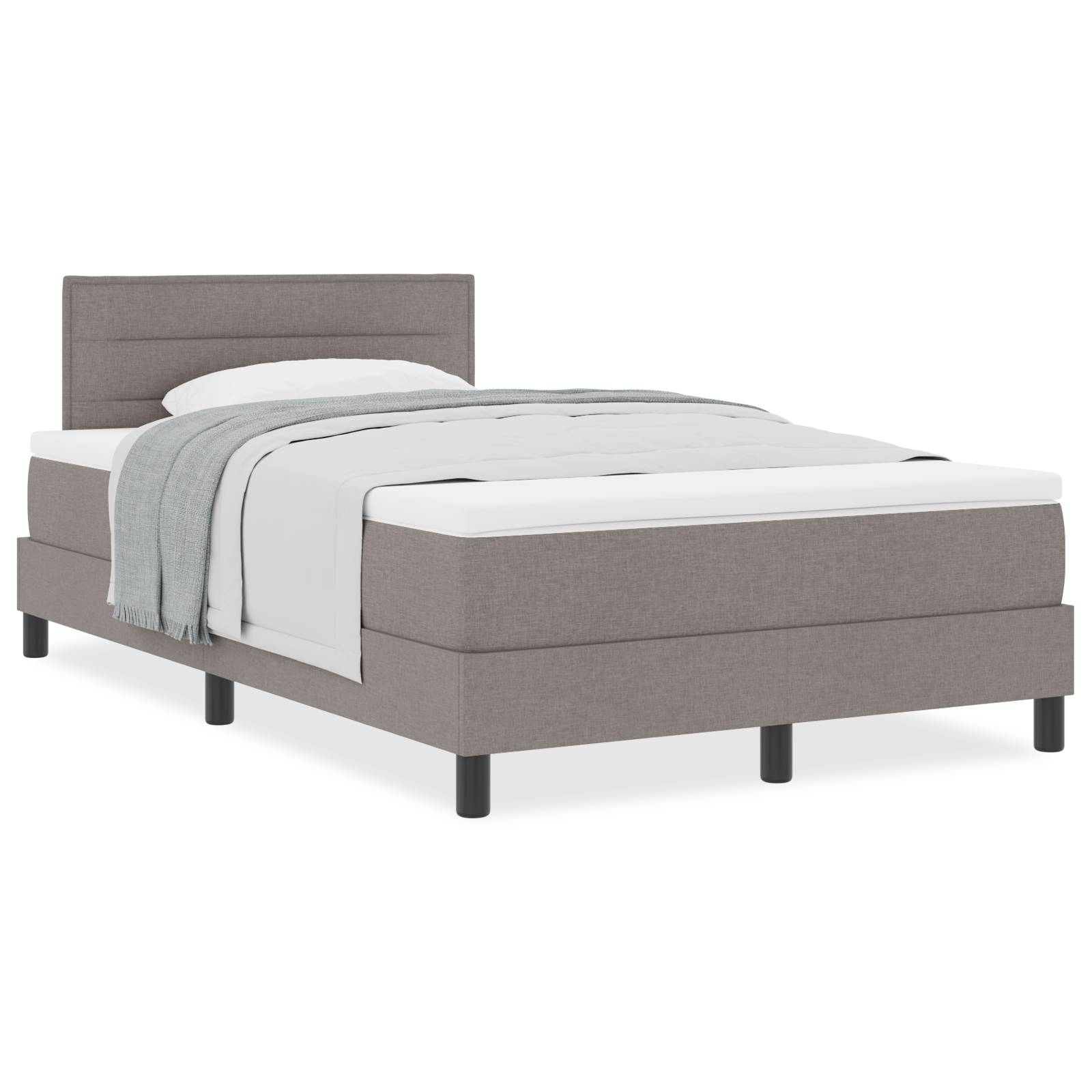 vidaXL Boxspringbett mit Matratze Taupe 120x200 cm Stoff