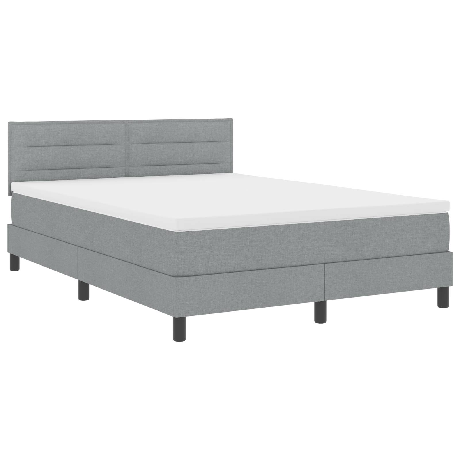 vidaXL LED Boxspringbett mit Matratze Hellgrau 160x200 cm Stoff