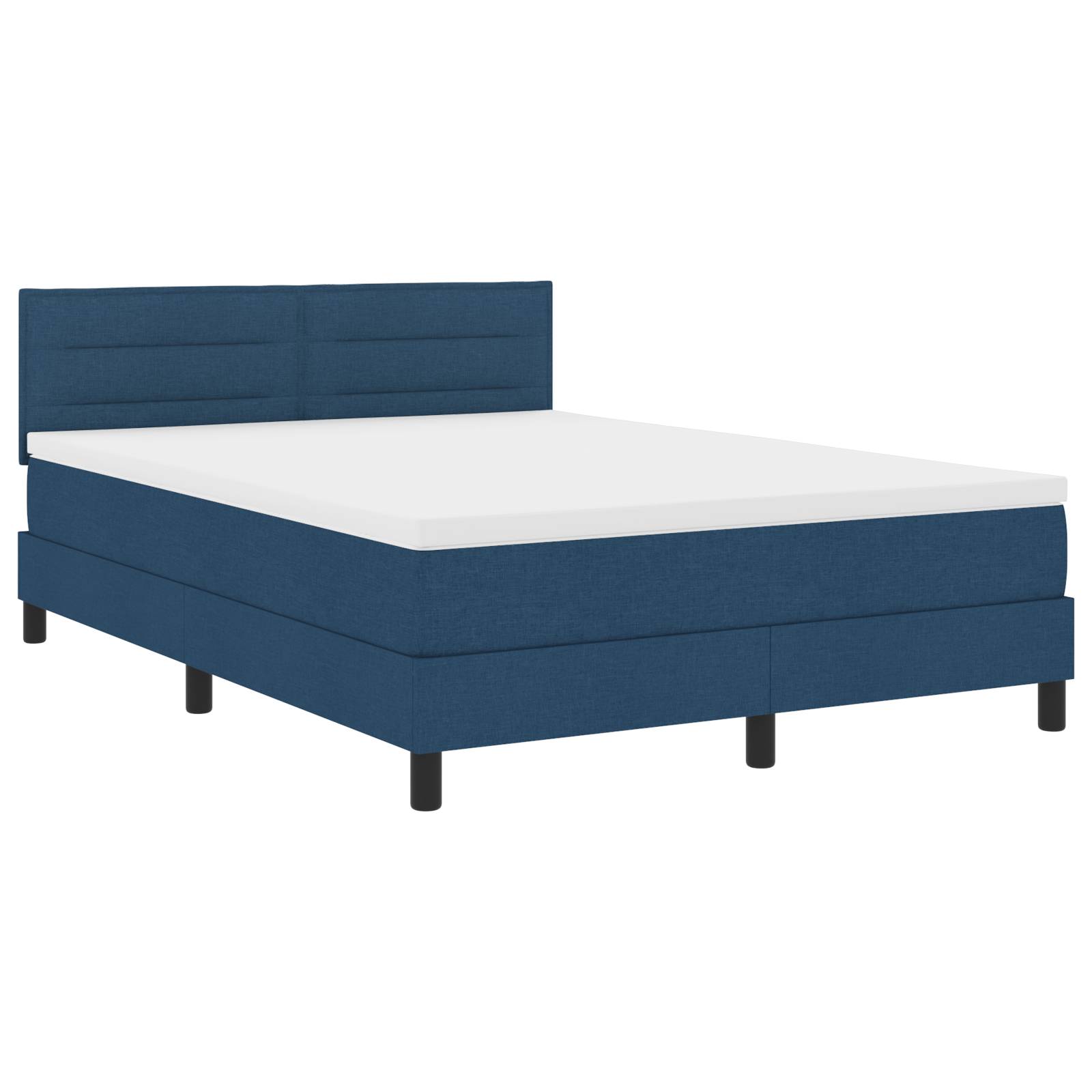 vidaXL LED Boxspringbett mit Matratze Blau 140x200 cm Stoff