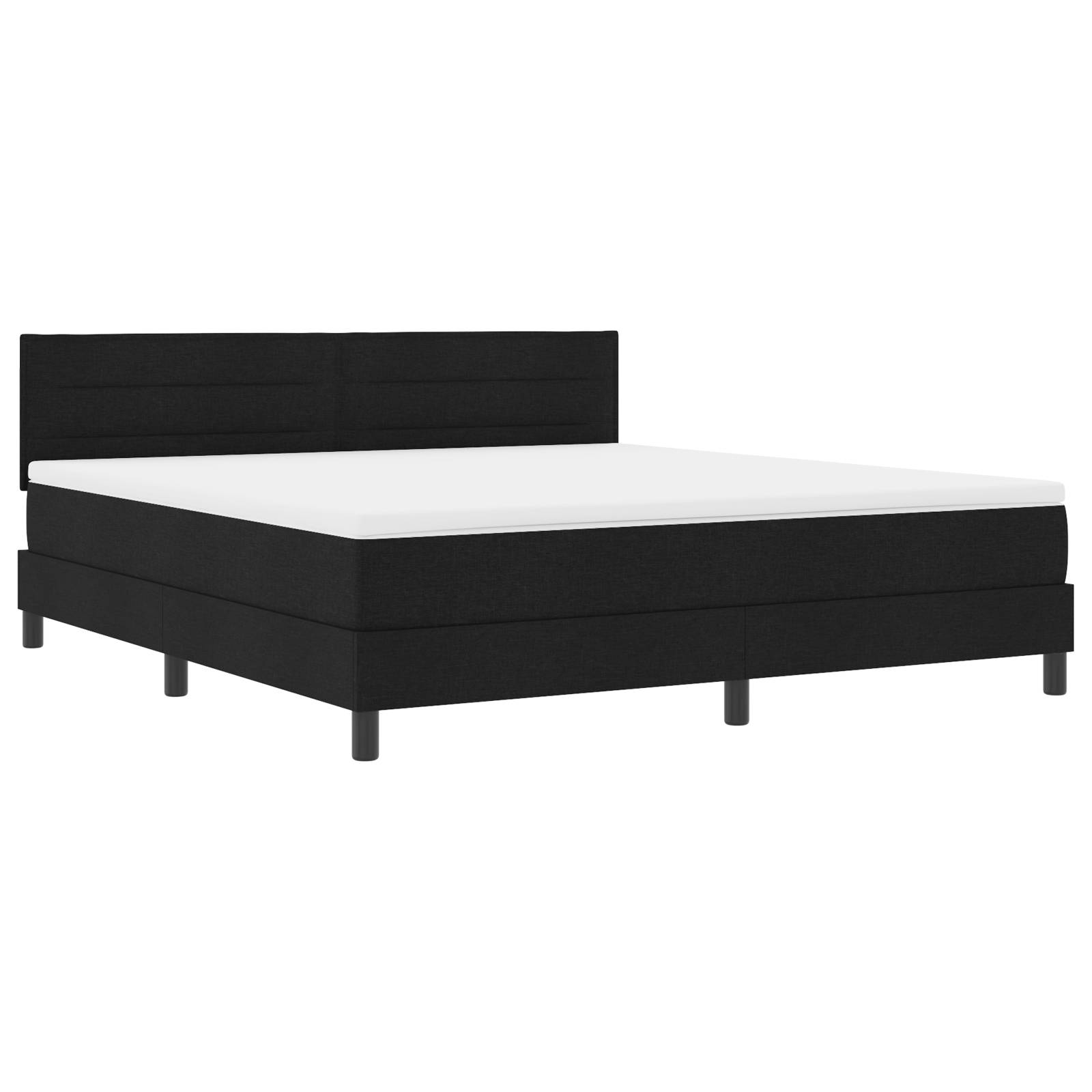 vidaXL LED Boxspringbett mit Matratze Schwarz 180x200 cm Stoff
