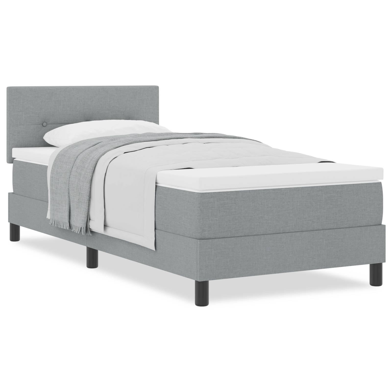 vidaXL Boxspringbett mit Matratze Hellgrau 100x200 cm Stoff