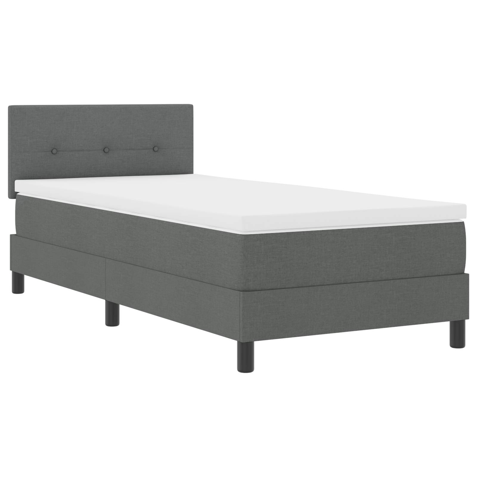 vidaXL LED Boxspringbett mit Matratze Dunkelgrau 90x190 cm Stoff