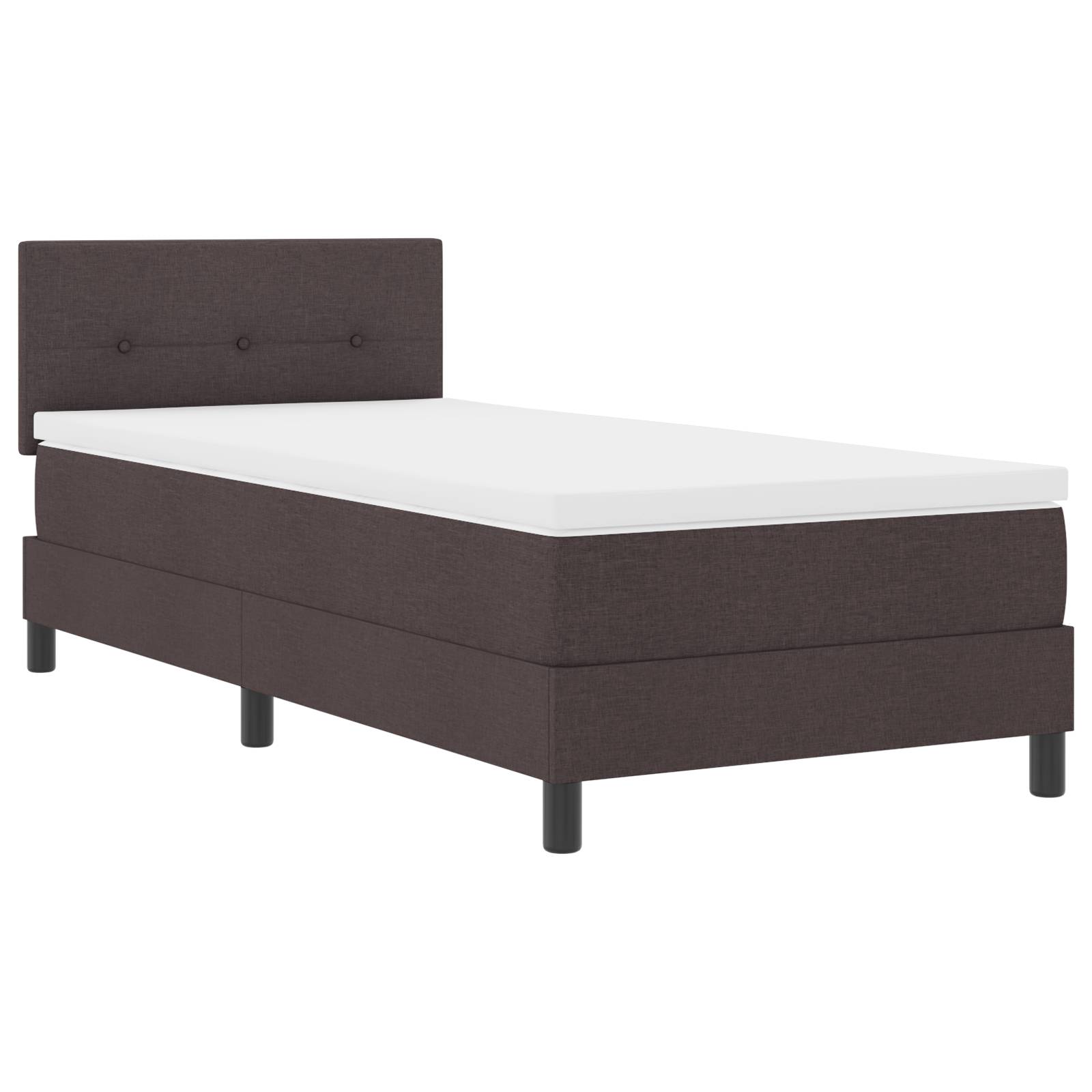 vidaXL LED Boxspringbett mit Matratze Dunkelbraun 80x200 cm Stoff