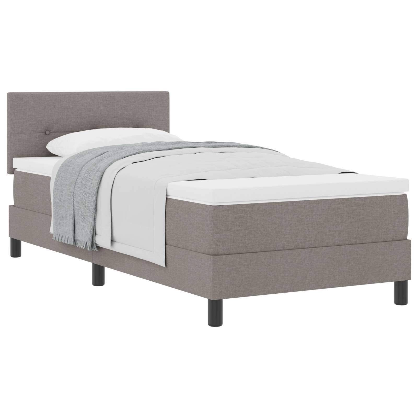 vidaXL Boxspringbett mit Matratze Taupe 100x200 cm Stoff