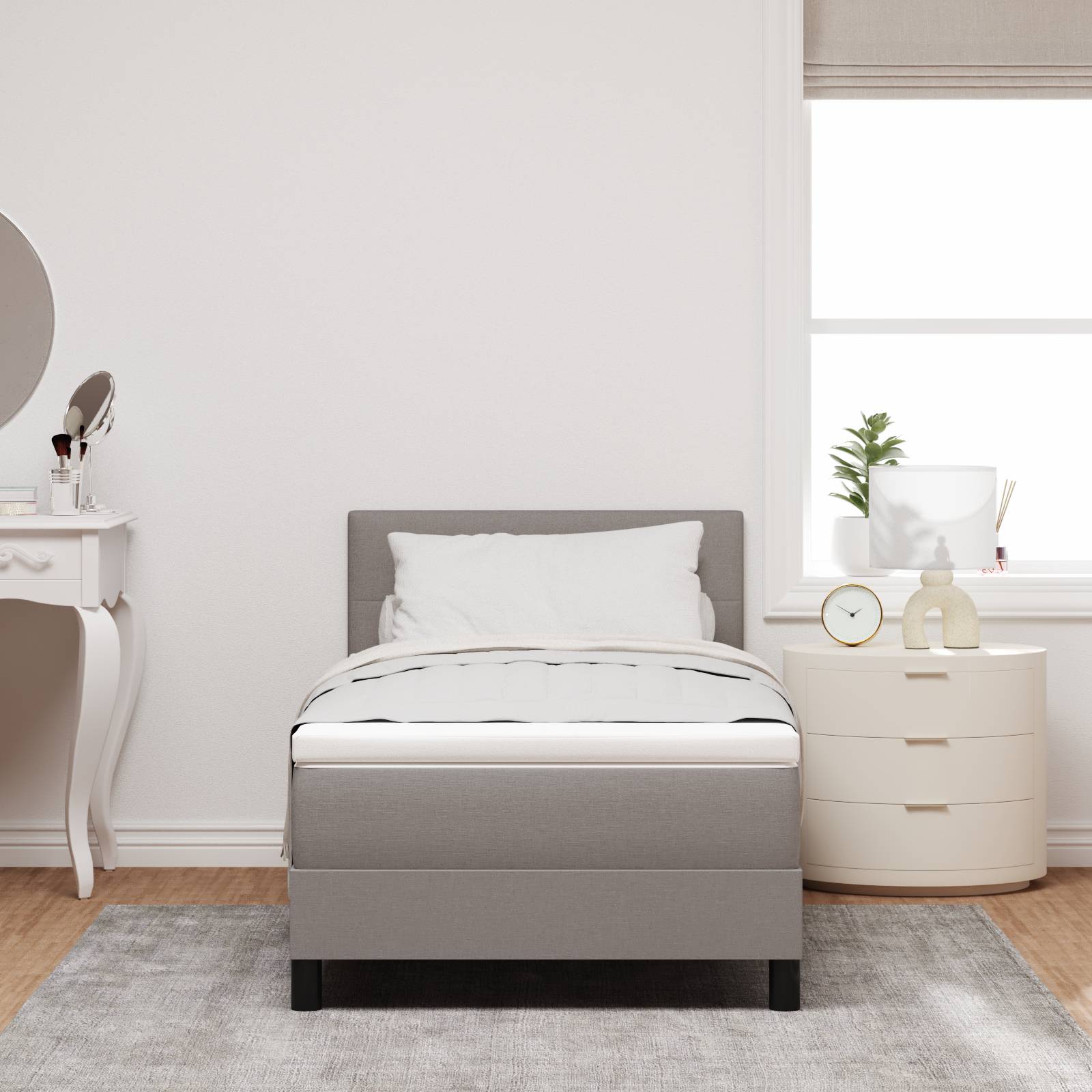 vidaXL Boxspringbett mit Matratze Taupe 100x200 cm Stoff