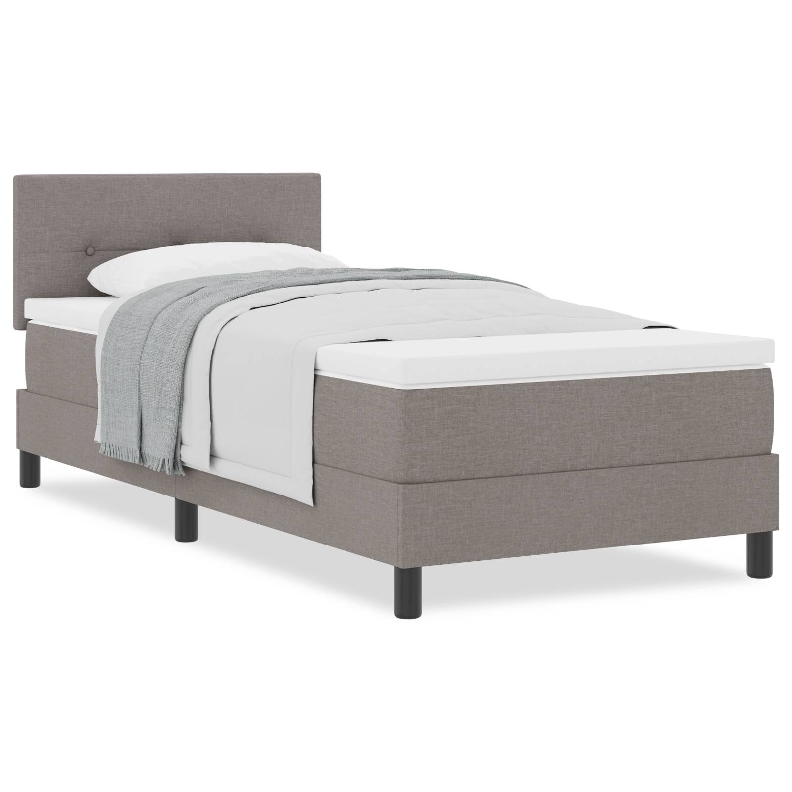 vidaXL Boxspringbett mit Matratze Taupe 100x200 cm Stoff