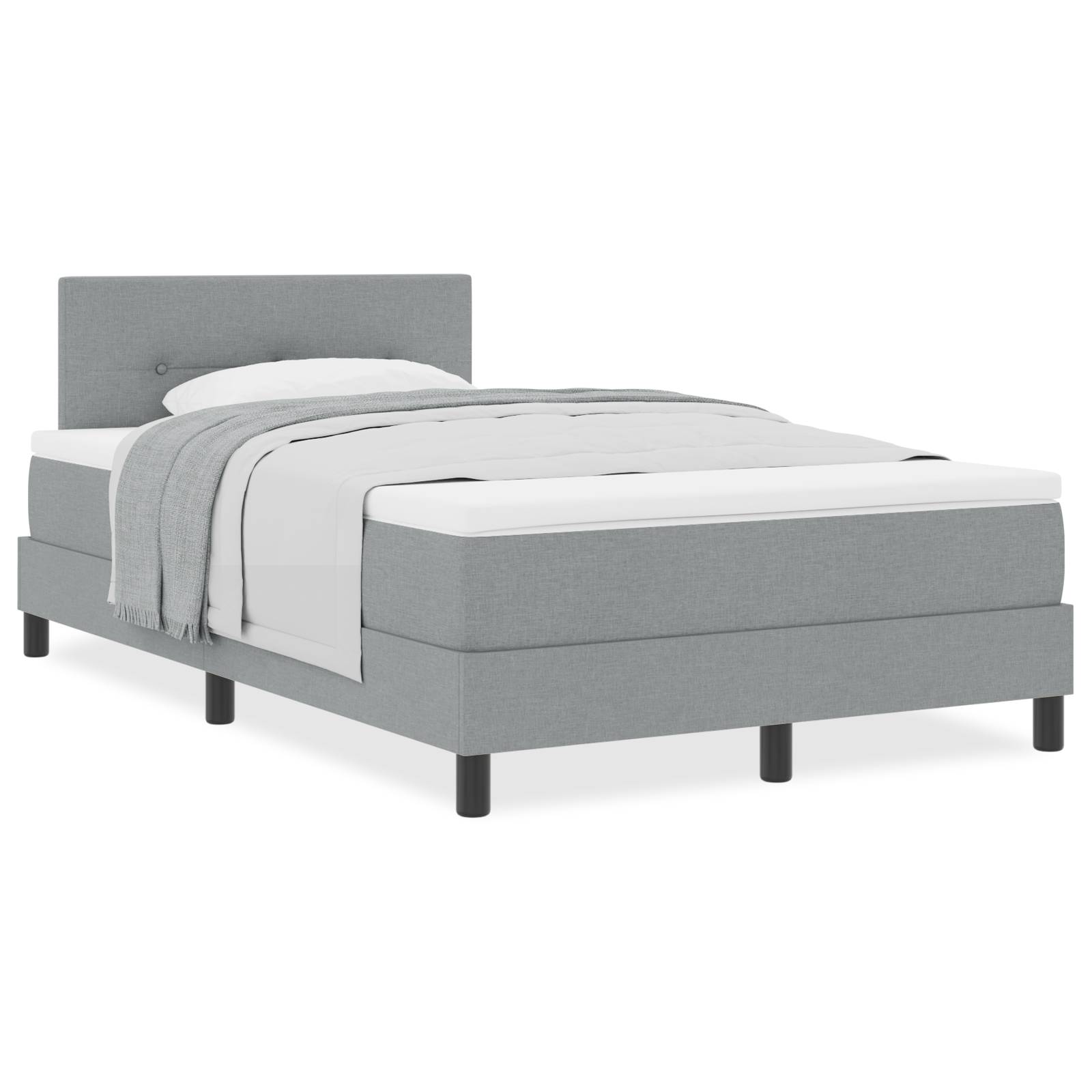 vidaXL Boxspringbett mit Matratze Hellgrau 120x200 cm Stoff