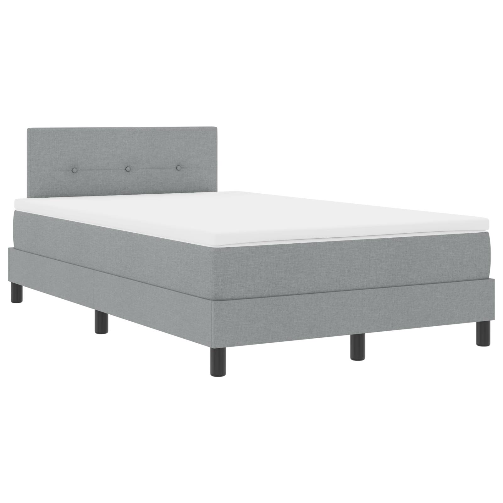vidaXL LED Boxspringbett mit Matratze Hellgrau 120x190 cm Stoff