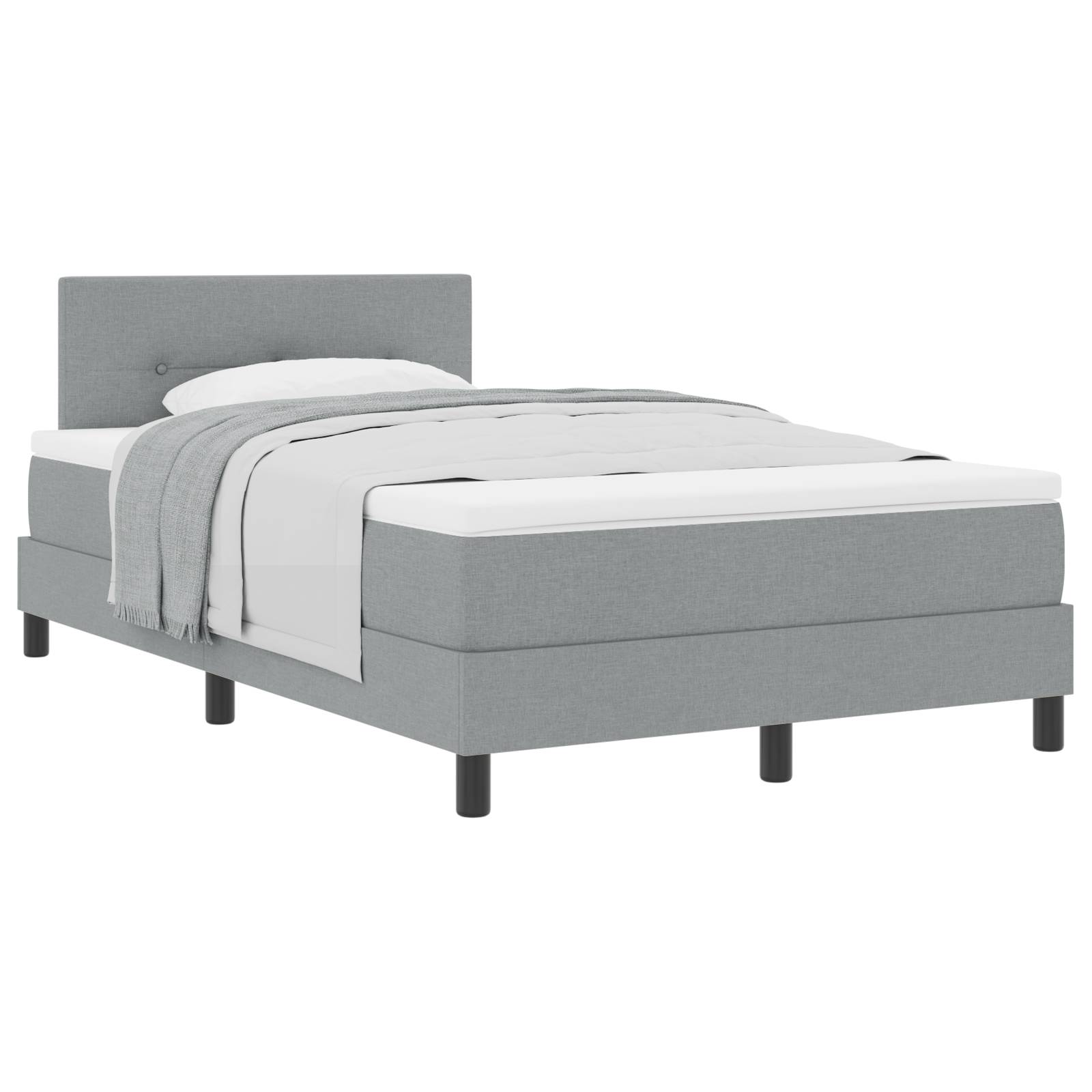 vidaXL Boxspringbett mit Matratze Hellgrau 120x200 cm Stoff