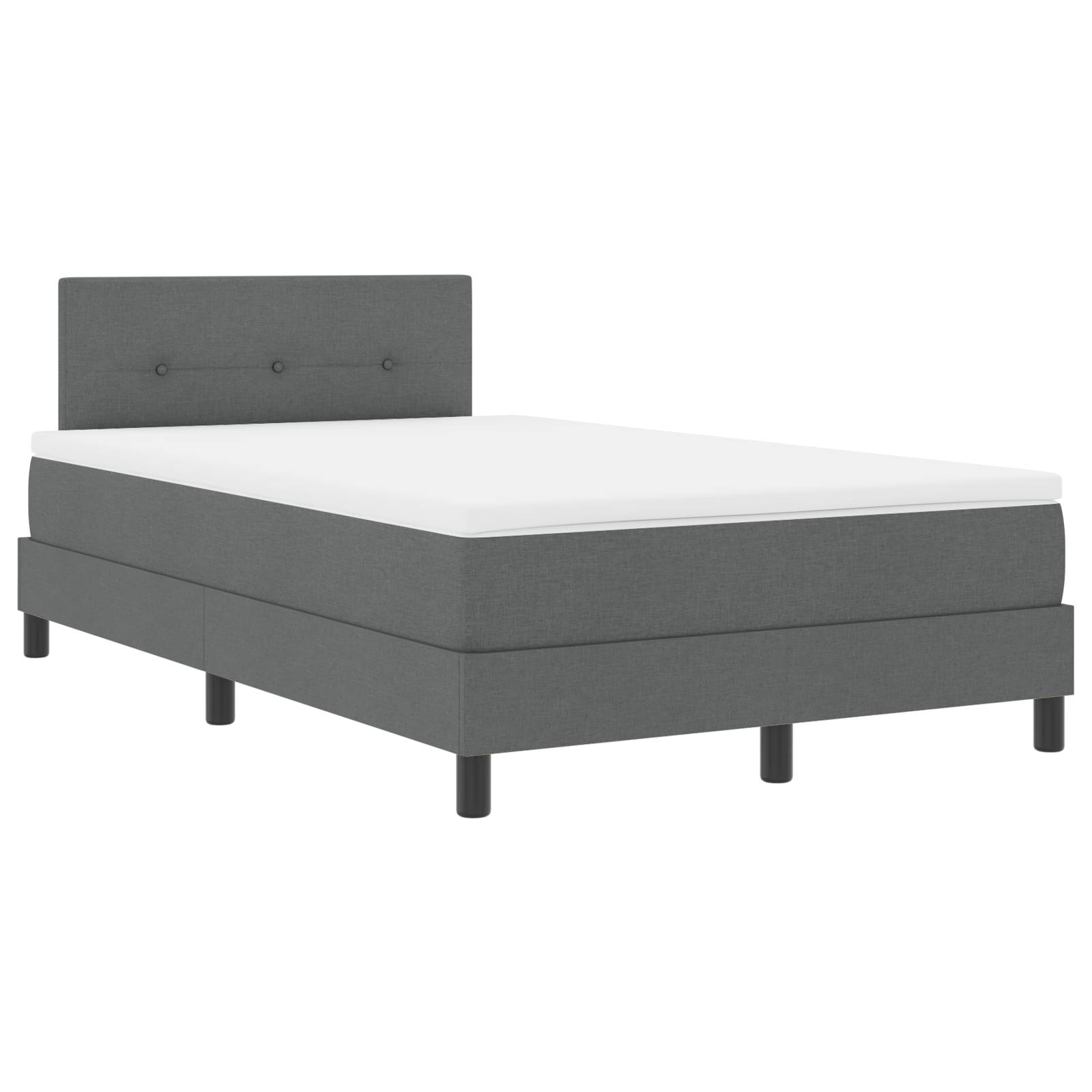 vidaXL LED Boxspringbett mit Matratze Dunkelgrau 120x200 cm Stoff