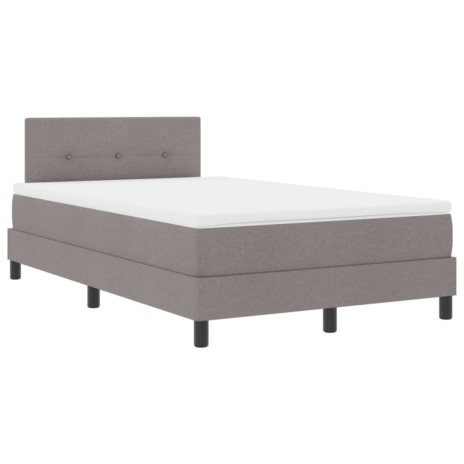 vidaXL LED Boxspringbett mit Matratze Taupe 120x200 cm Stoff