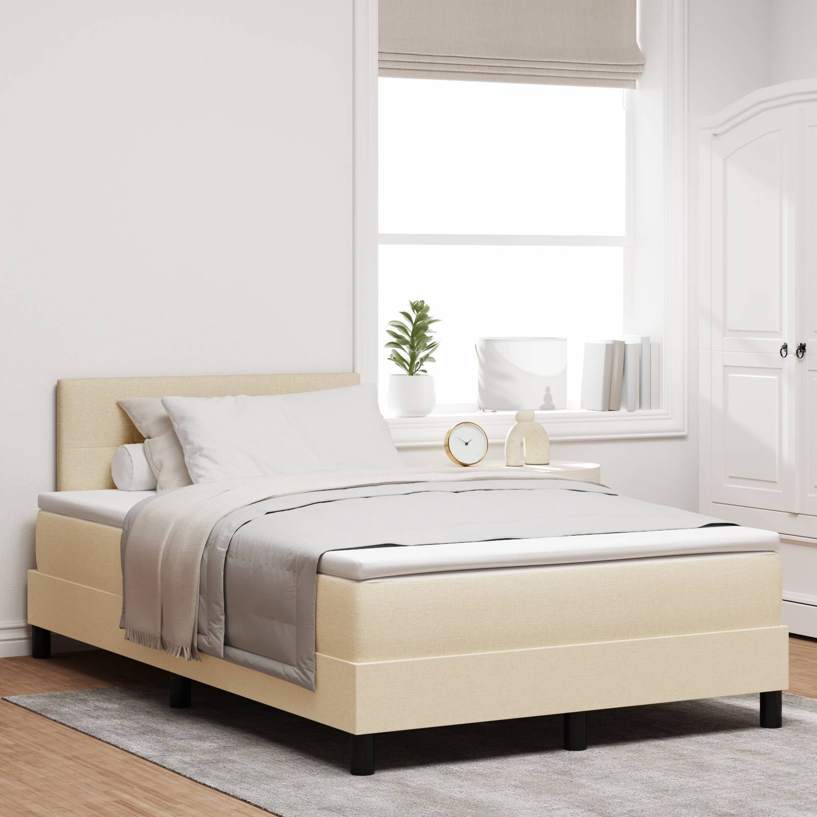 vidaXL Boxspringbett mit Matratze Beige 120x190 cm Stoff