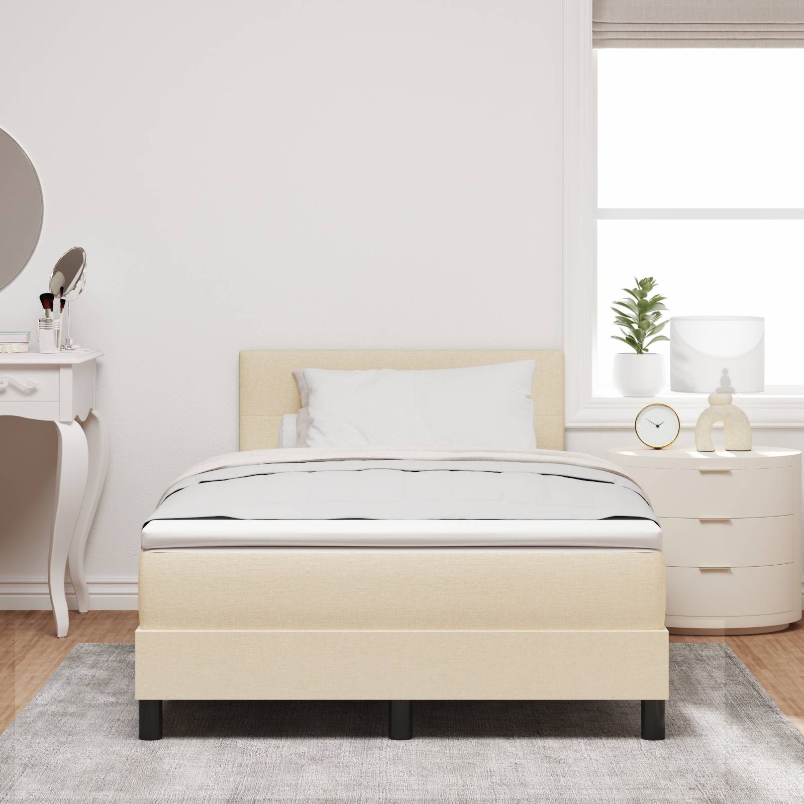 vidaXL Boxspringbett mit Matratze Beige 120x190 cm Stoff