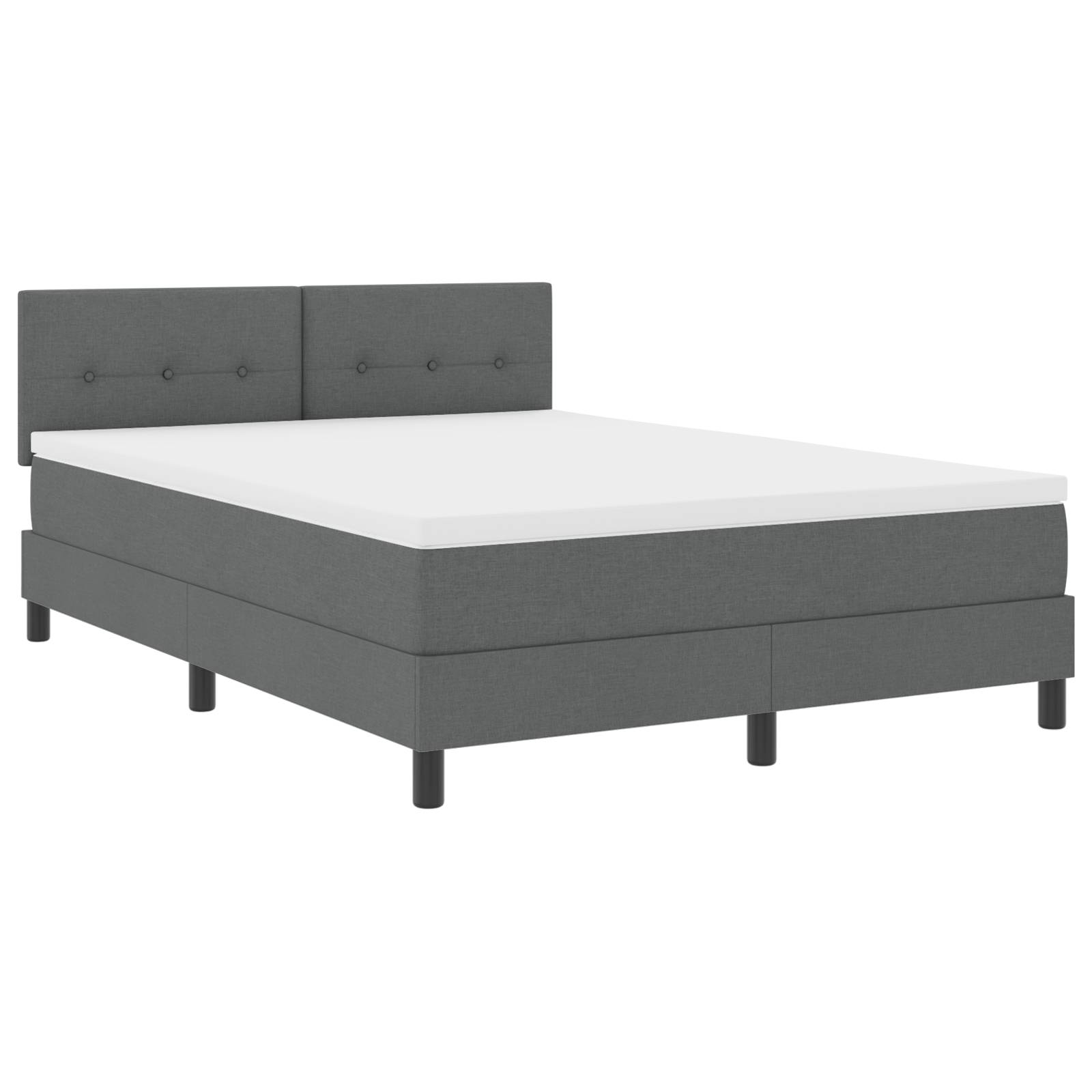 vidaXL LED Boxspringbett mit Matratze Dunkelgrau 140x200 cm Stoff