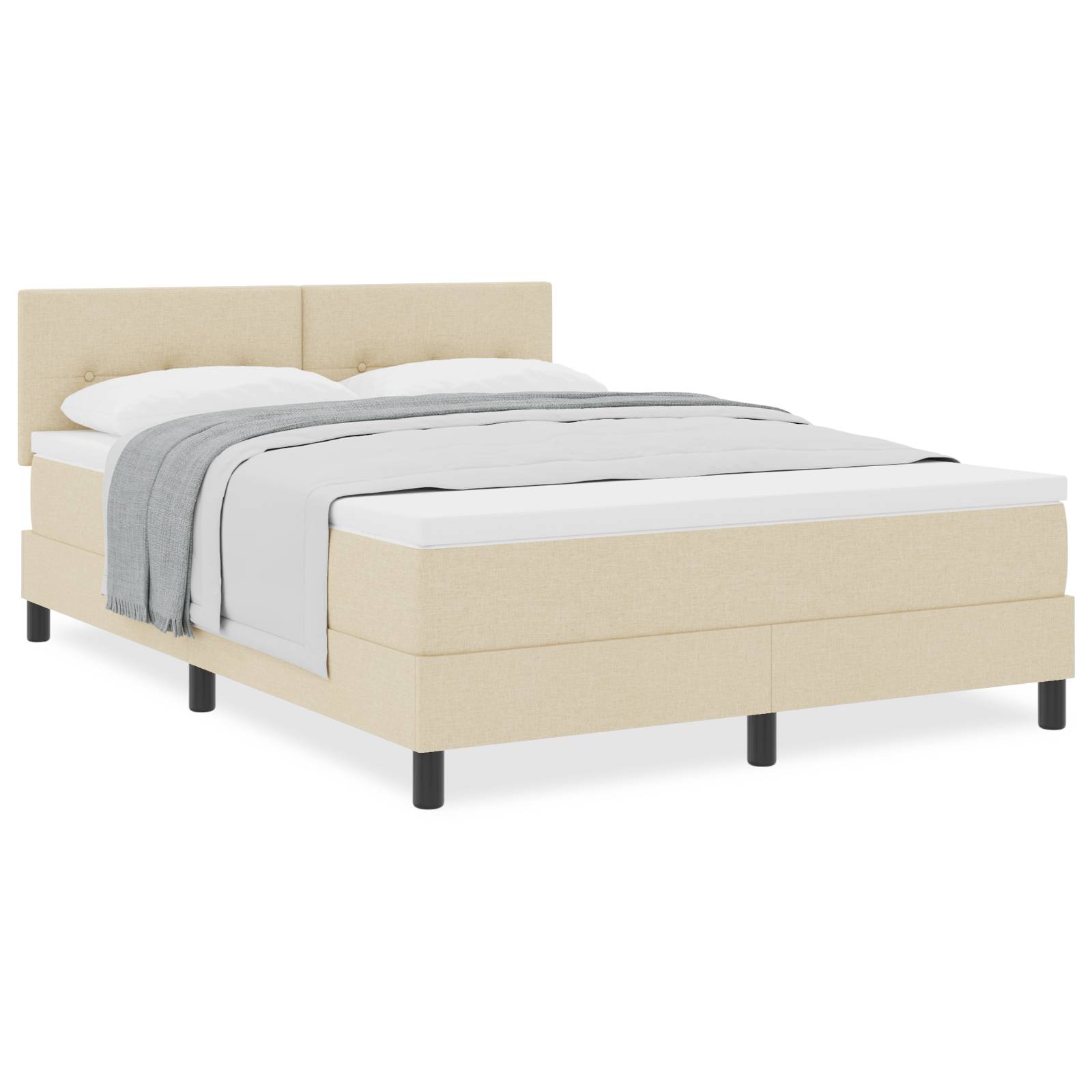 vidaXL Boxspringbett mit Matratze Creme 140x200 cm Stoff