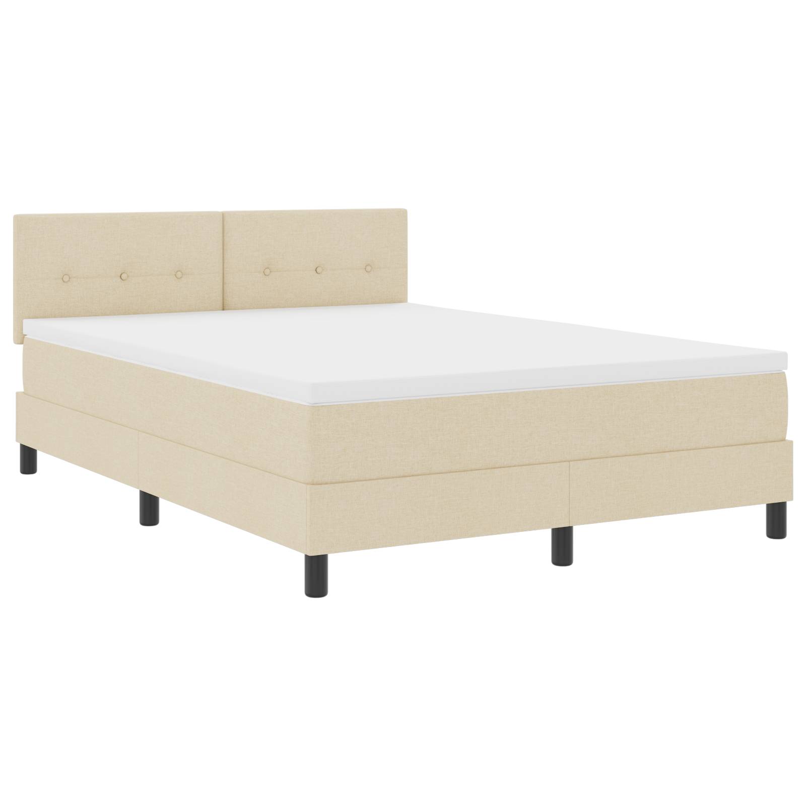 vidaXL LED Boxspringbett mit Matratze Creme 160x200 cm Stoff