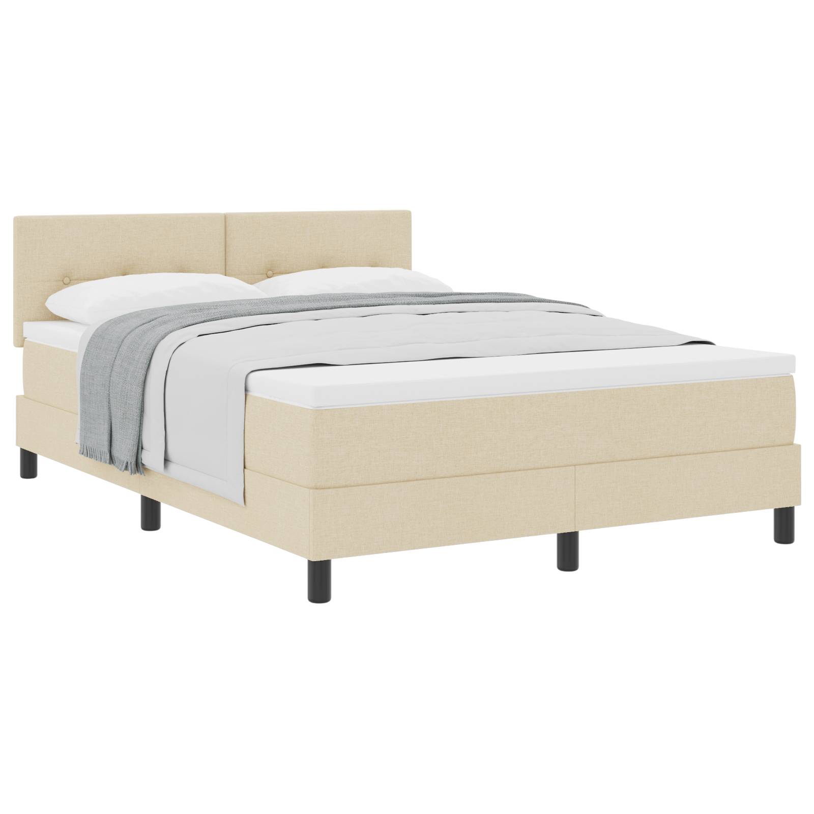 vidaXL Boxspringbett mit Matratze Creme 140x200 cm Stoff