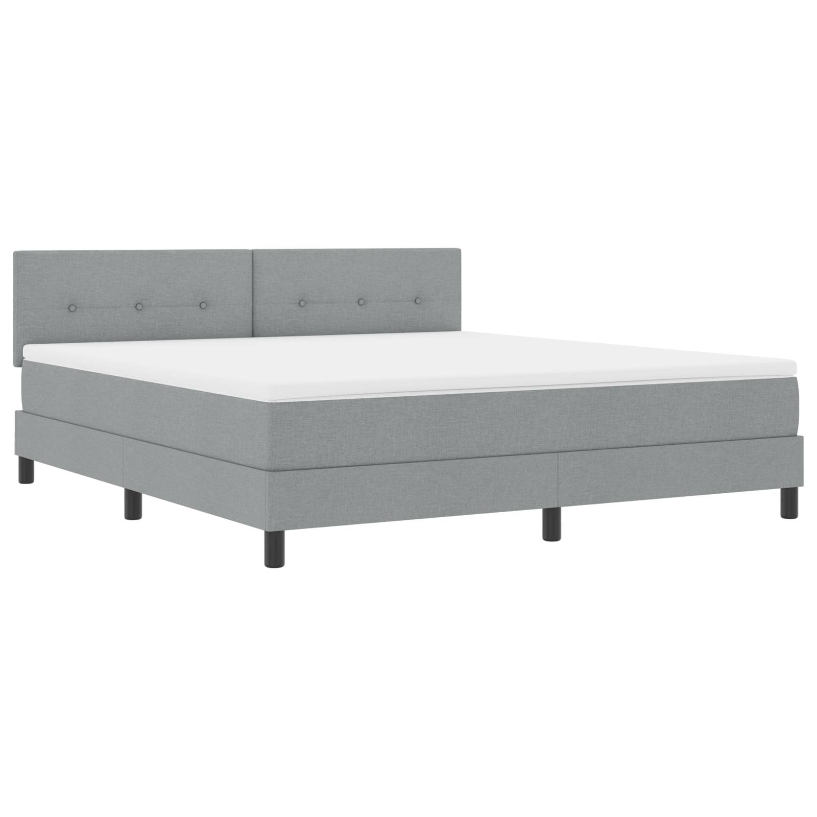 vidaXL LED Boxspringbett mit Matratze Hellgrau 180x200 cm Stoff