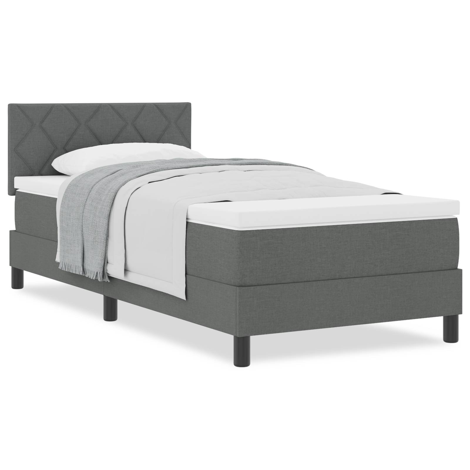 vidaXL Boxspringbett mit Matratze Dunkelgrau 100x200 cm Stoff