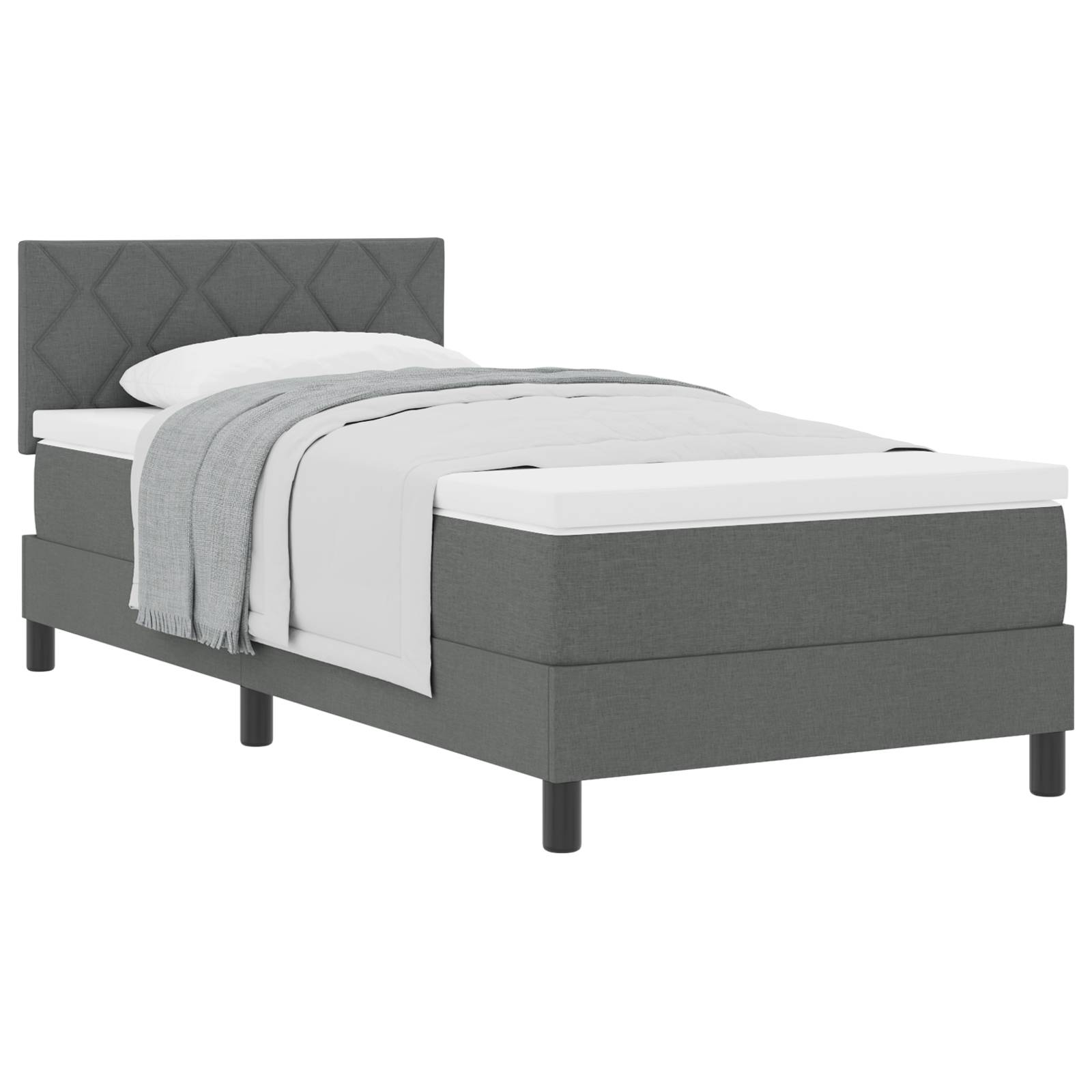 vidaXL Boxspringbett mit Matratze Dunkelgrau 100x200 cm Stoff