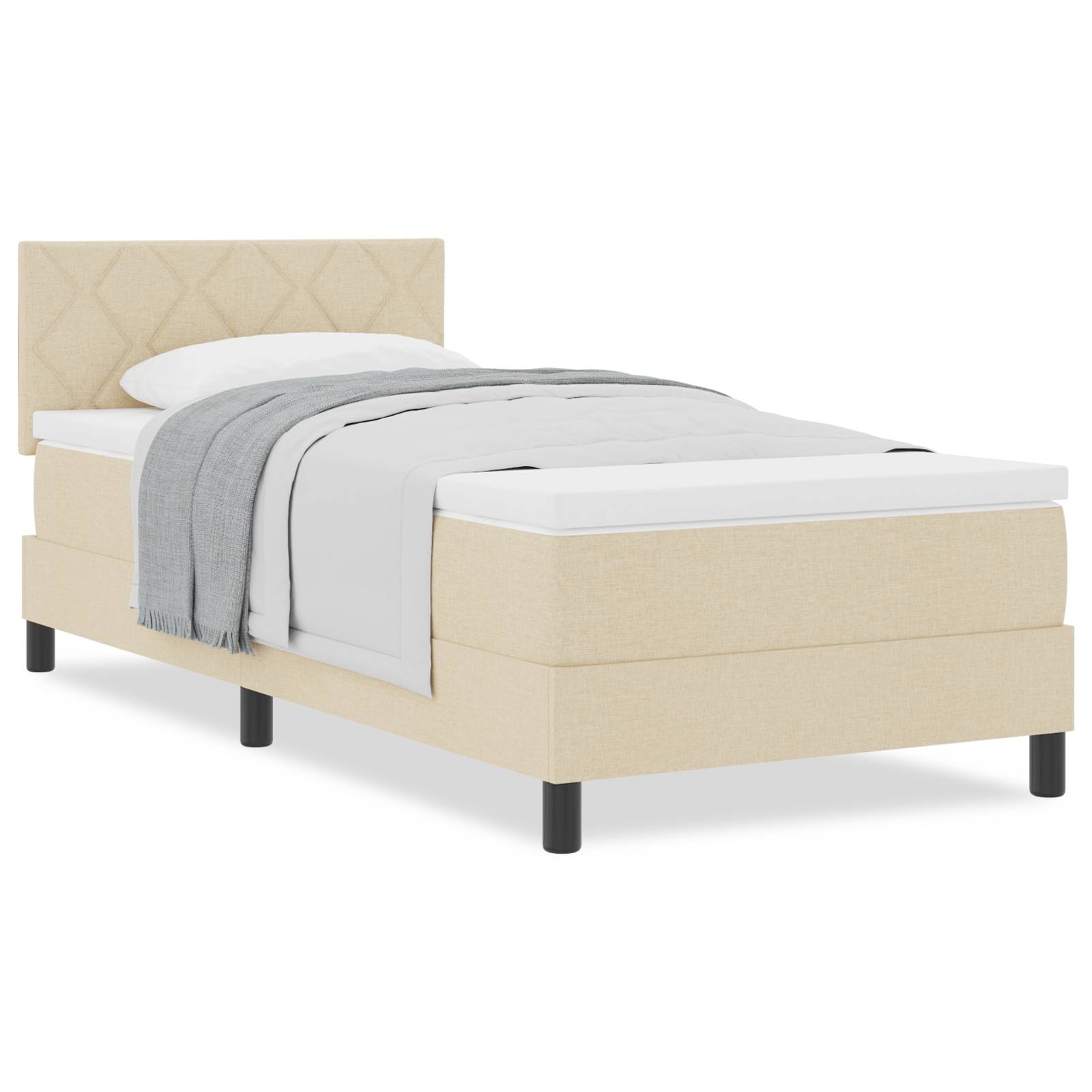 vidaXL Boxspringbett mit Matratze Creme 90x190 cm Stoff