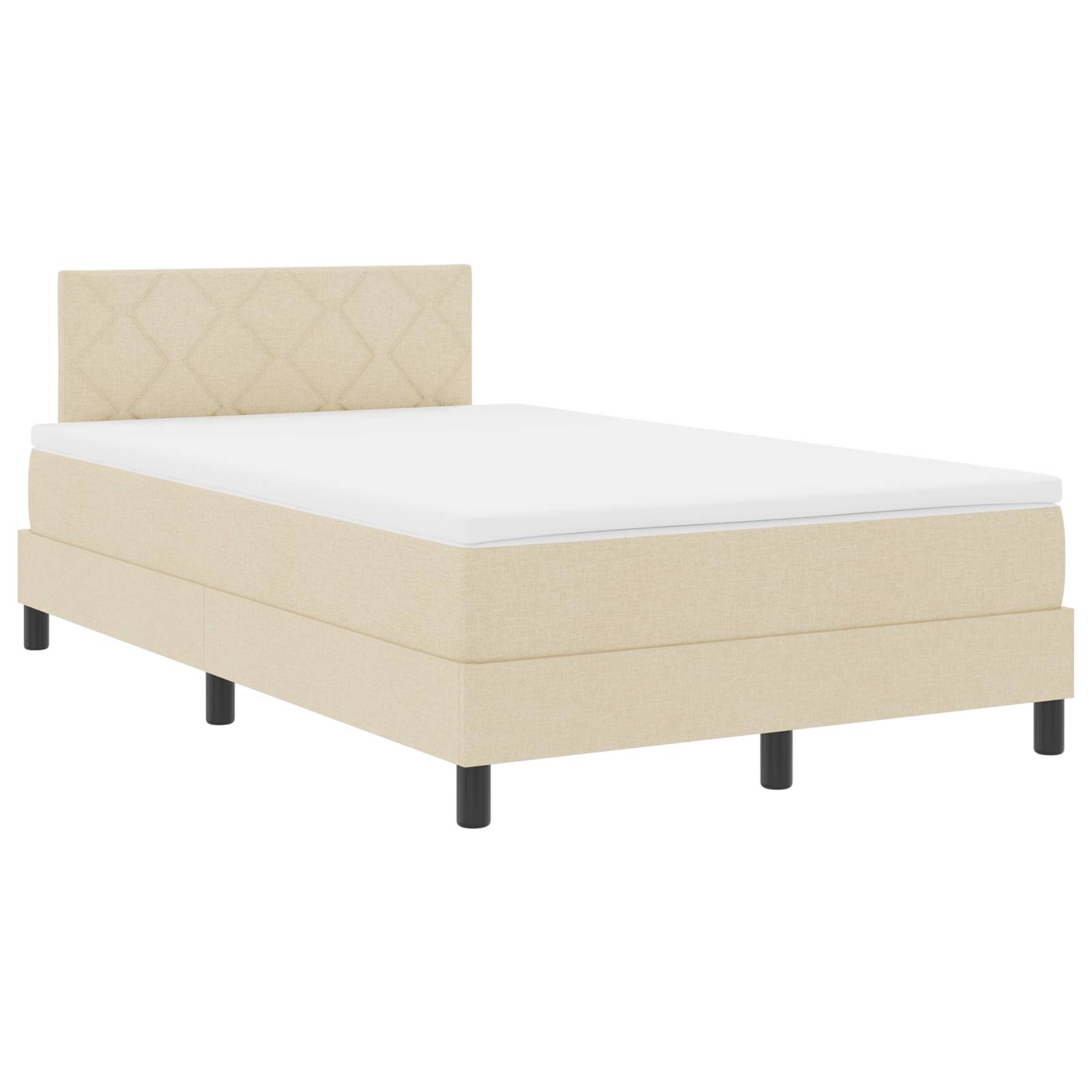 vidaXL LED Boxspringbett mit Matratze Creme 120x200 cm Stoff
