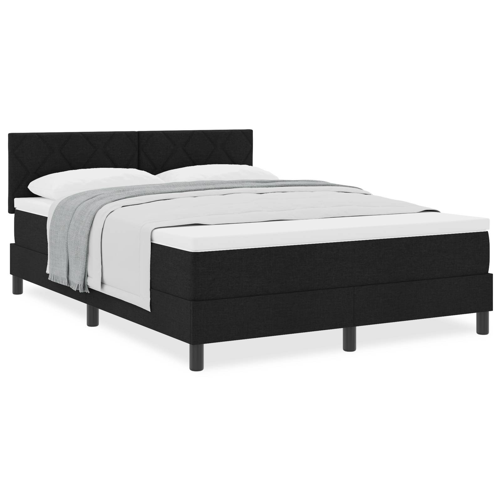 vidaXL Boxspringbett mit Matratze Schwarz 140x200 cm Stoff