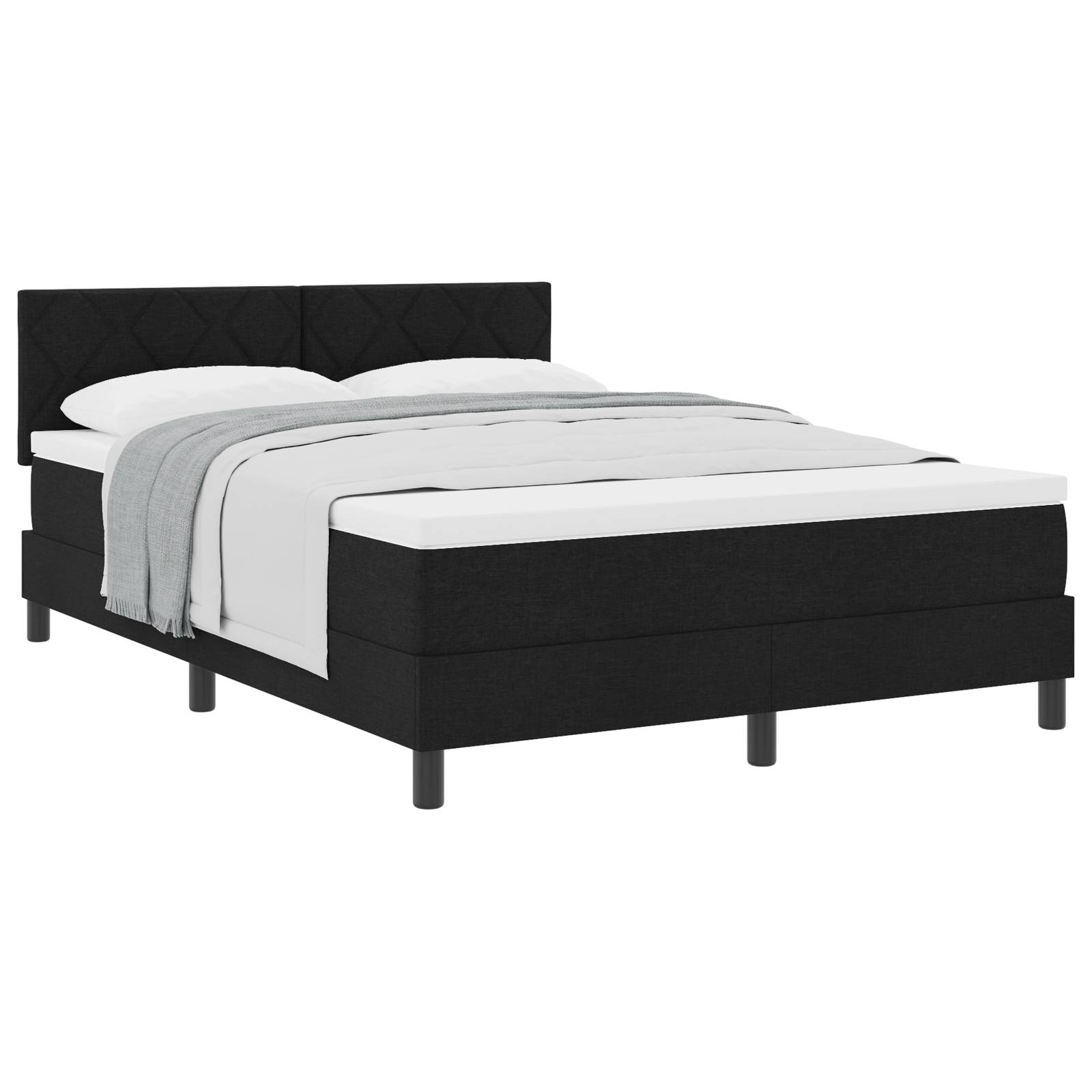 vidaXL Boxspringbett mit Matratze Schwarz 140x200 cm Stoff