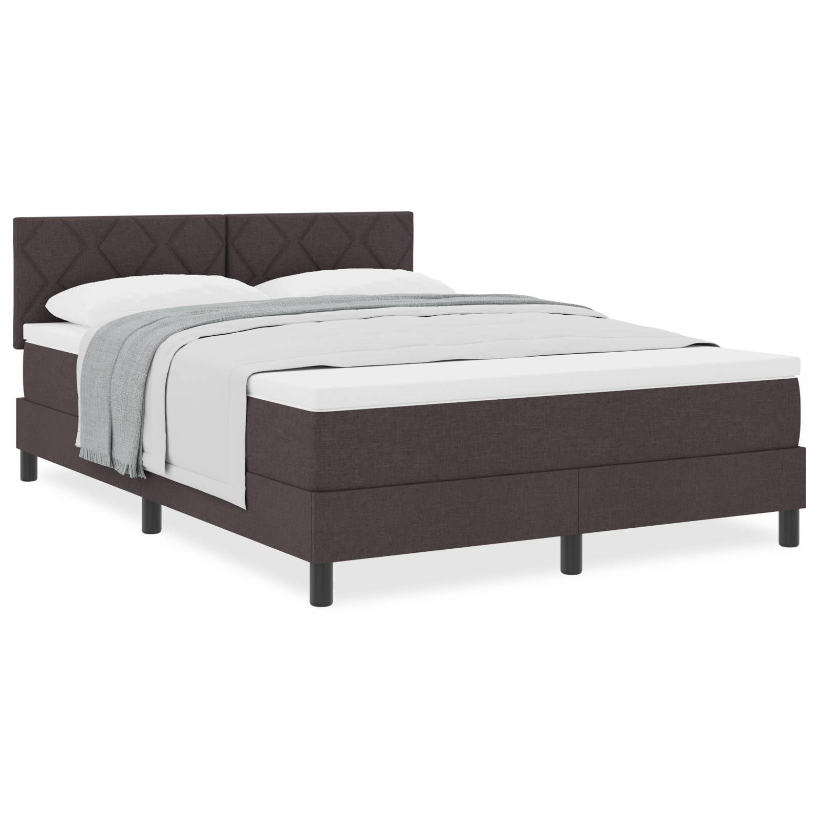 vidaXL Boxspringbett mit Matratze Dunkelbraun 160x200 cm Stoff
