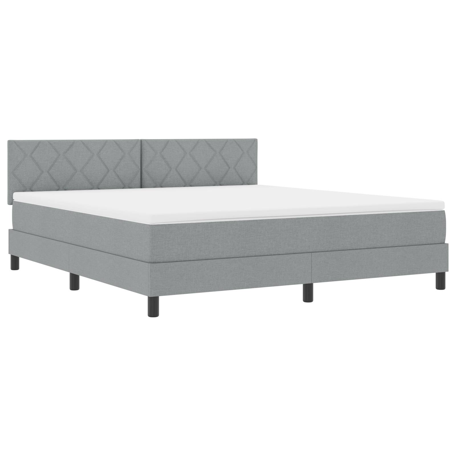 vidaXL LED Boxspringbett mit Matratze Hellgrau 180x200 cm Stoff