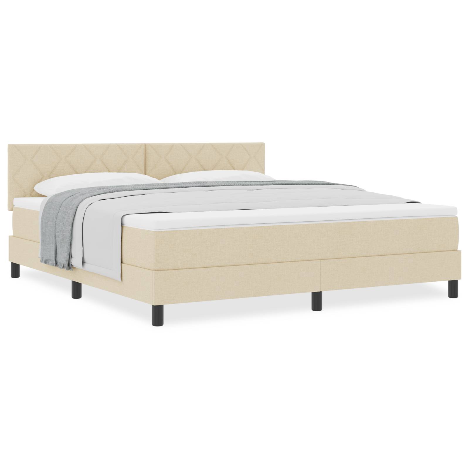 vidaXL Boxspringbett mit Matratze Creme 180x200 cm Stoff
